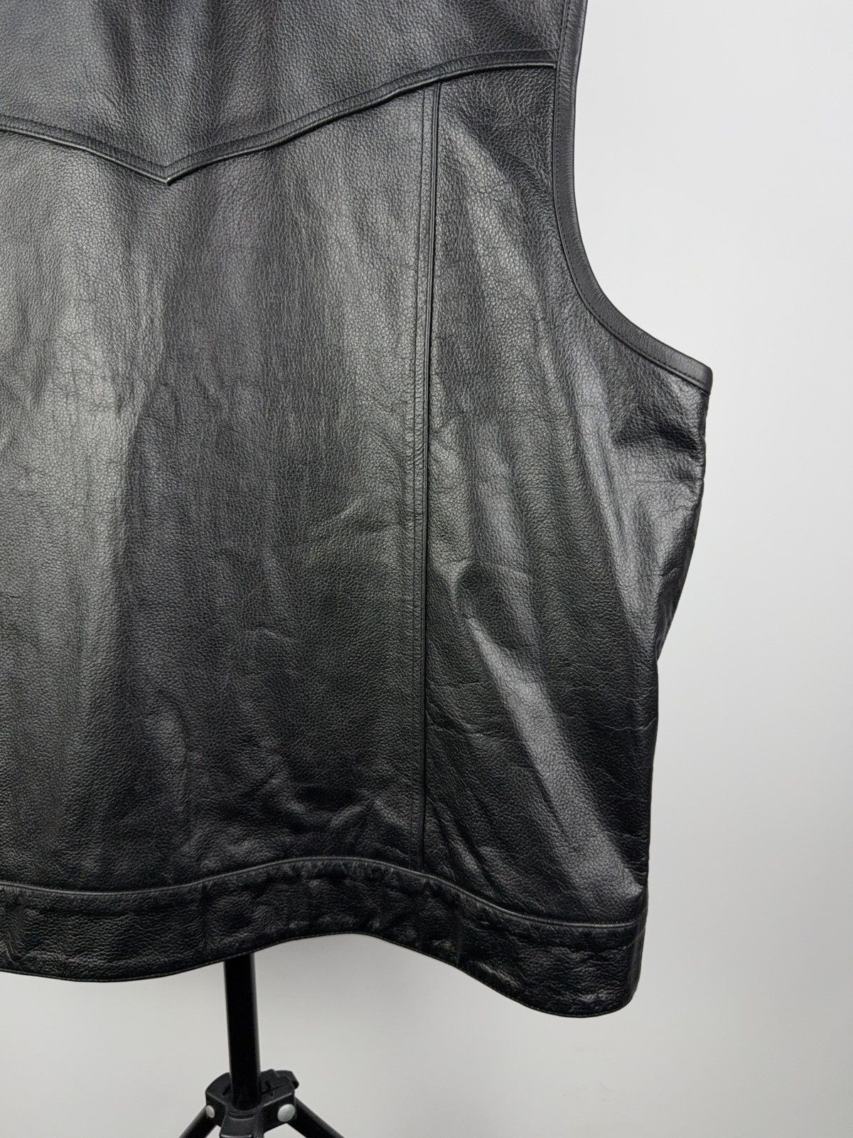 Leather Vintage 90s Genuine Leather MOTO Vest Rock Punk Rick Chrome Size US XL / EU 56 / 4 - 8 Thumbnail