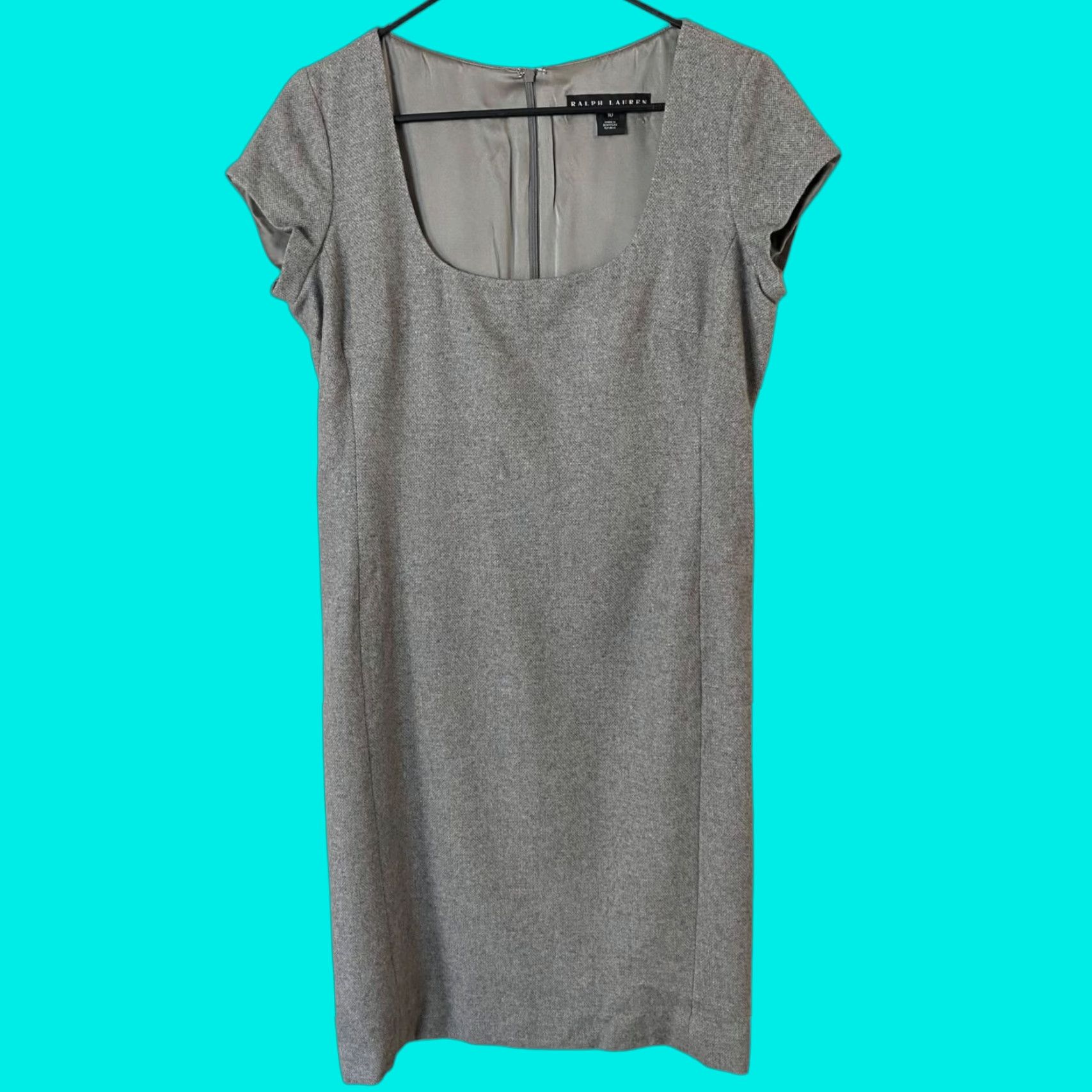 Ralph Lauren Ralph Lauren Dress Women's 10 Gray Cashmere Square-Neck Sheath Career Work Wear Size L / US 10 / IT 46 - 1 Thumbnail