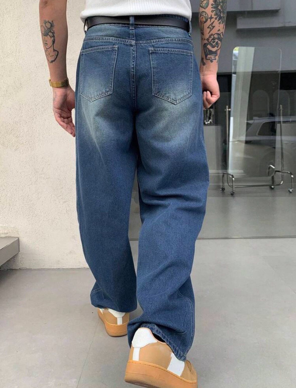 Jean × Vintage Blue Stack Baggy Jeans Size US 32 / EU 48 - 2 Thumbnail