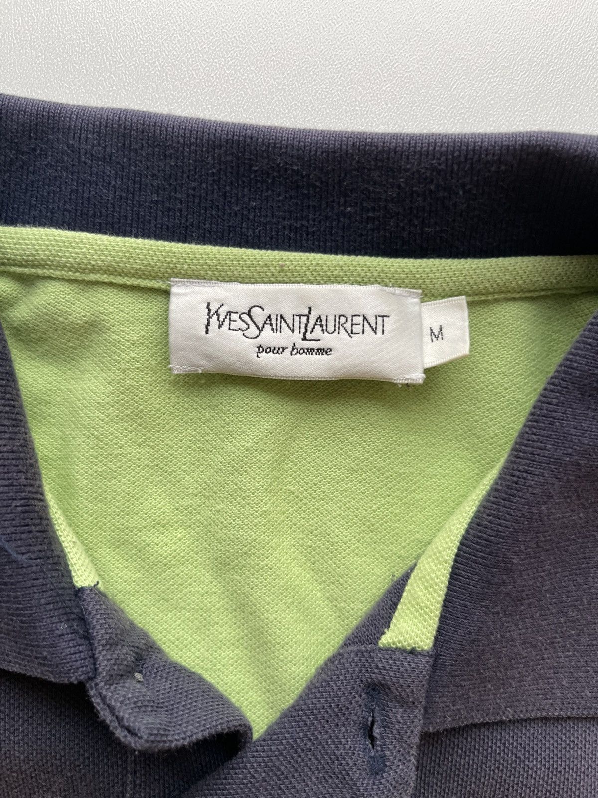 Vintage × Yves Saint Laurent YVES SAINT LAURENT POLO SHIRT GREEN WHITE BLACK SIZE M Size US M / EU 48-50 / 2 - 2 Thumbnail