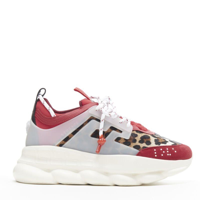 Versace new VERSACE Chain Reaction Red Wild Leopard low chunky sneaker EU38 US5 Size US 5 / EU 37 - 1 Thumbnail