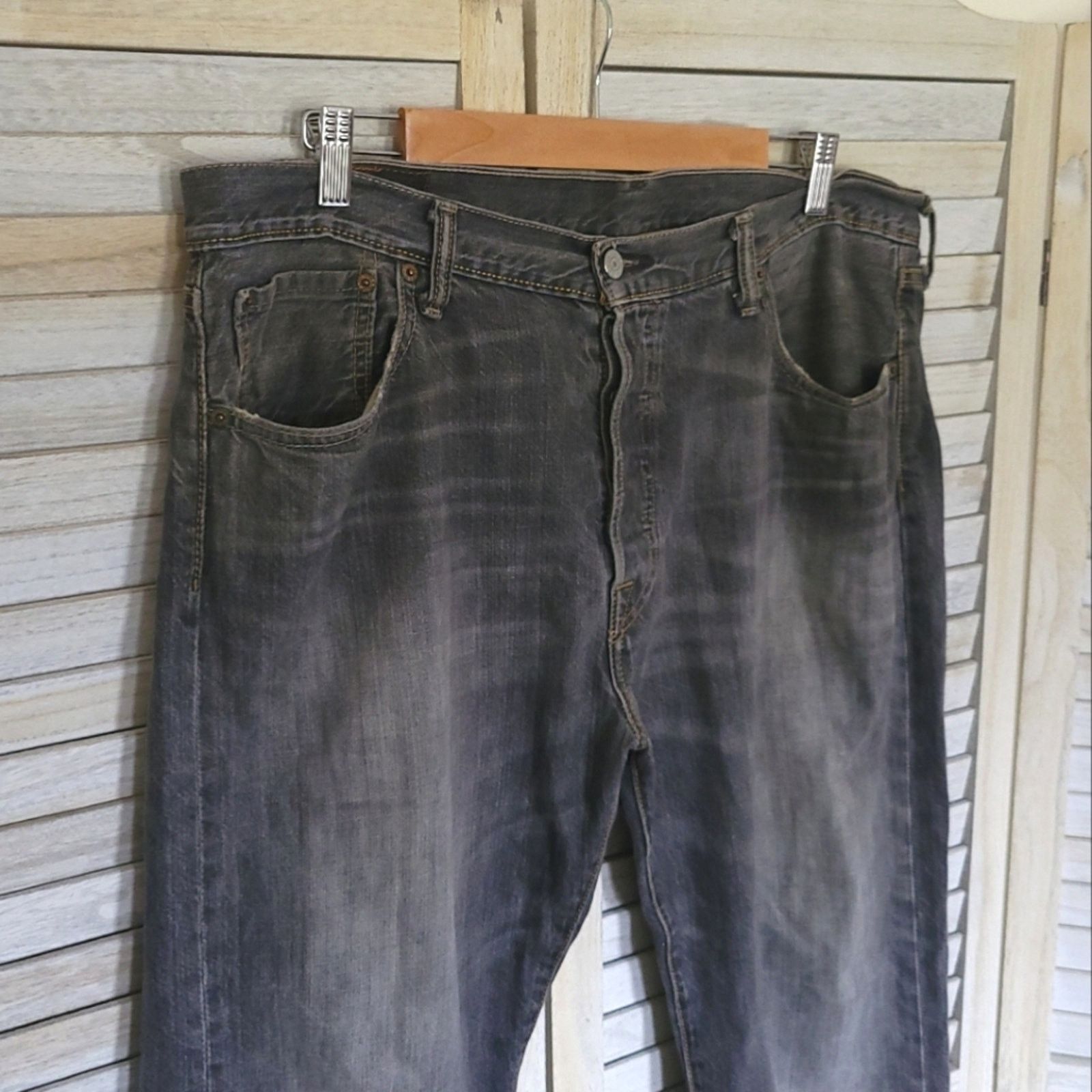 Levi's Levi's Button Fly Relaxed Mens Gray Jeans Size 36 36x29 Size US 36 / EU 52 - 2 Thumbnail