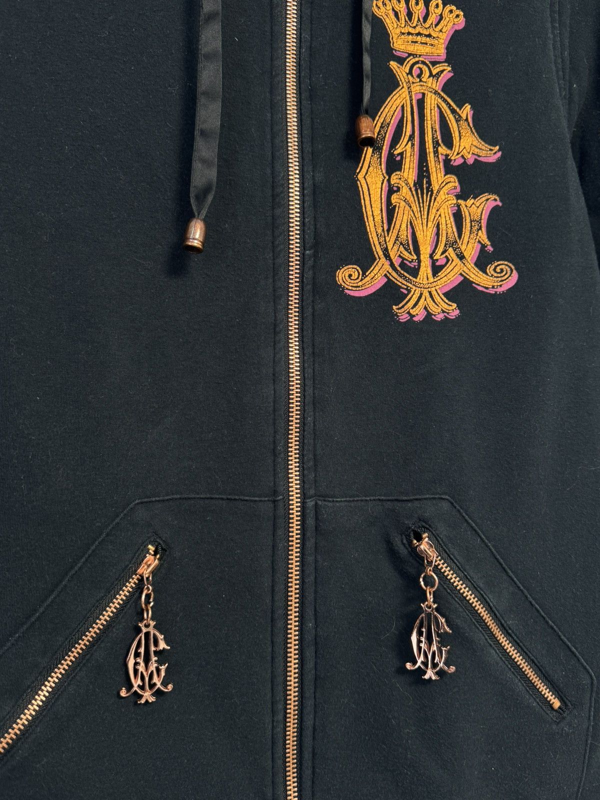 Christian Audigier VTG Christian Audigier Black Zip Hoodie Size L / US 10 / IT 46 - 9 Thumbnail