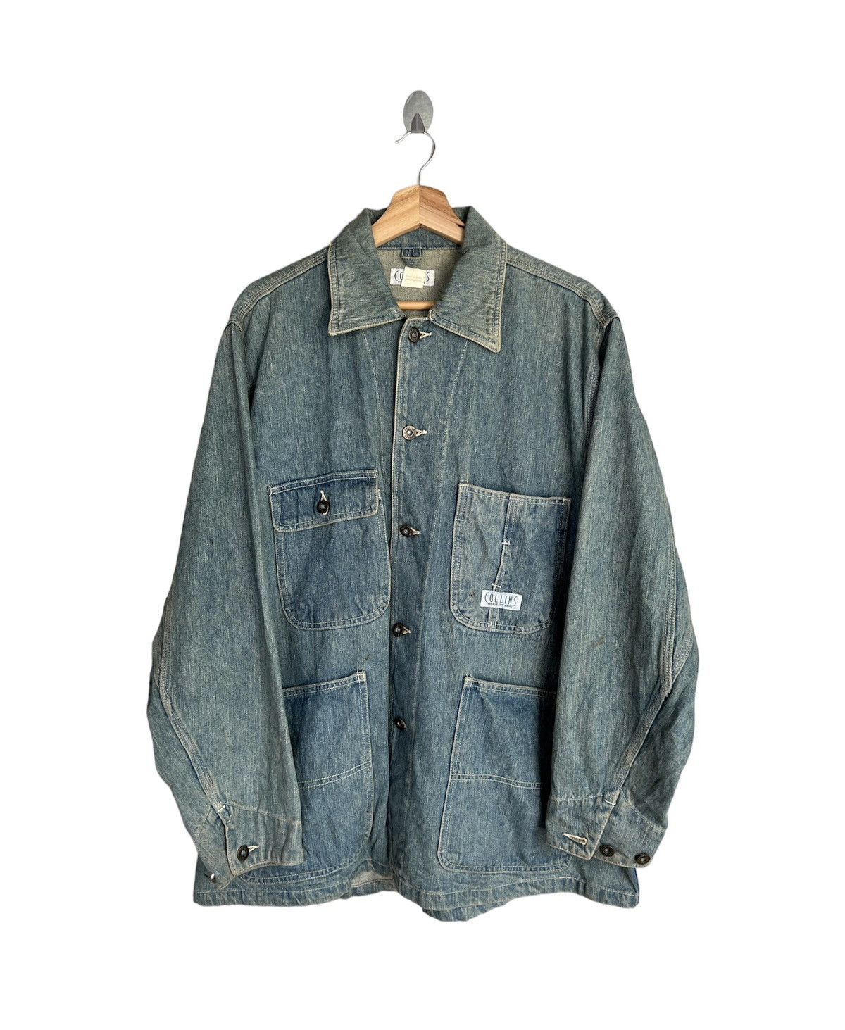 image of Vintage Collins Four Pocket Workers Jacket in Denim, Men's (Size Large)