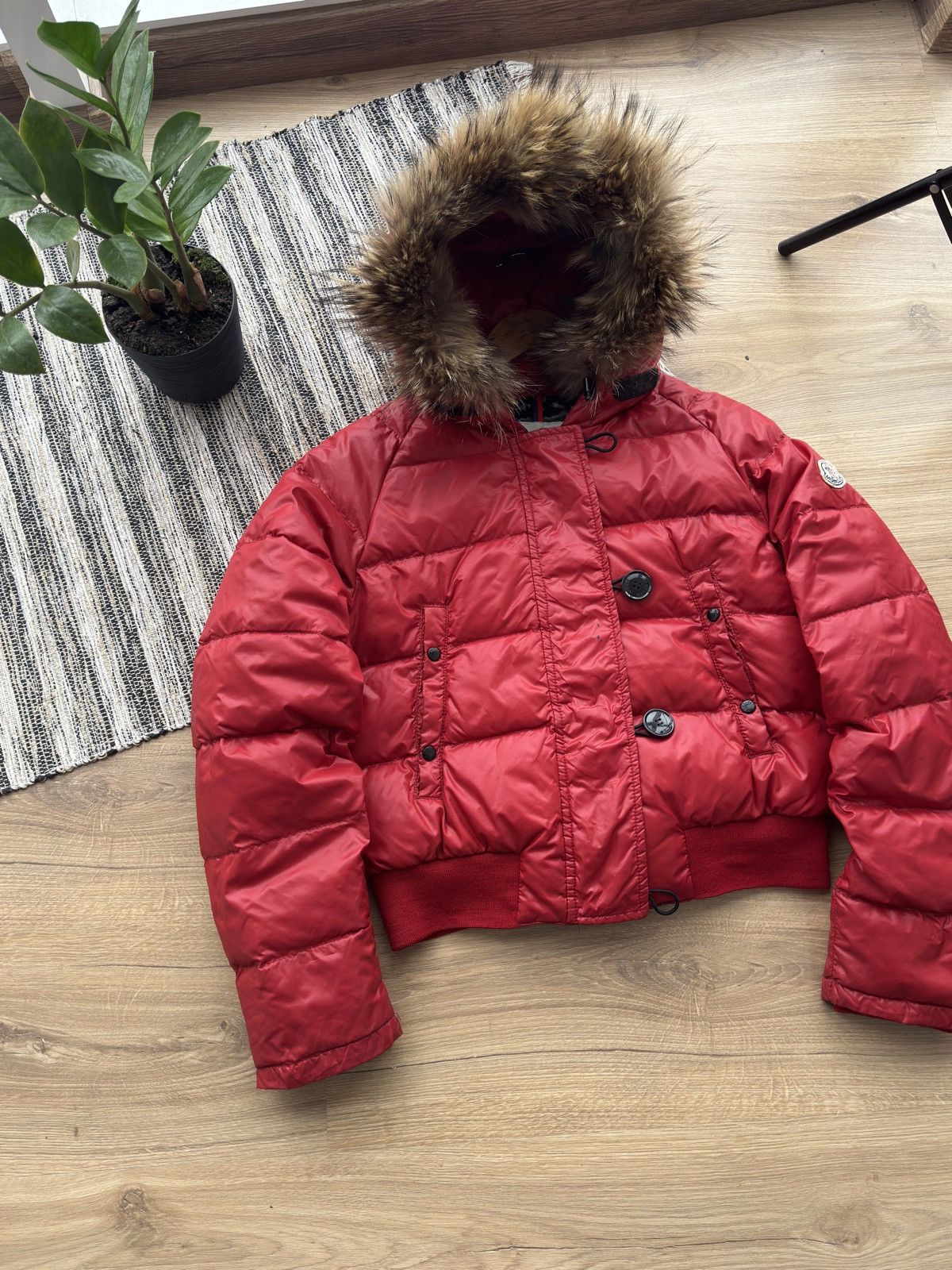 Moncler Moncler Alpin Fur down jacket red woman size 1 Size S / US 4 / IT 40 - 2 Thumbnail