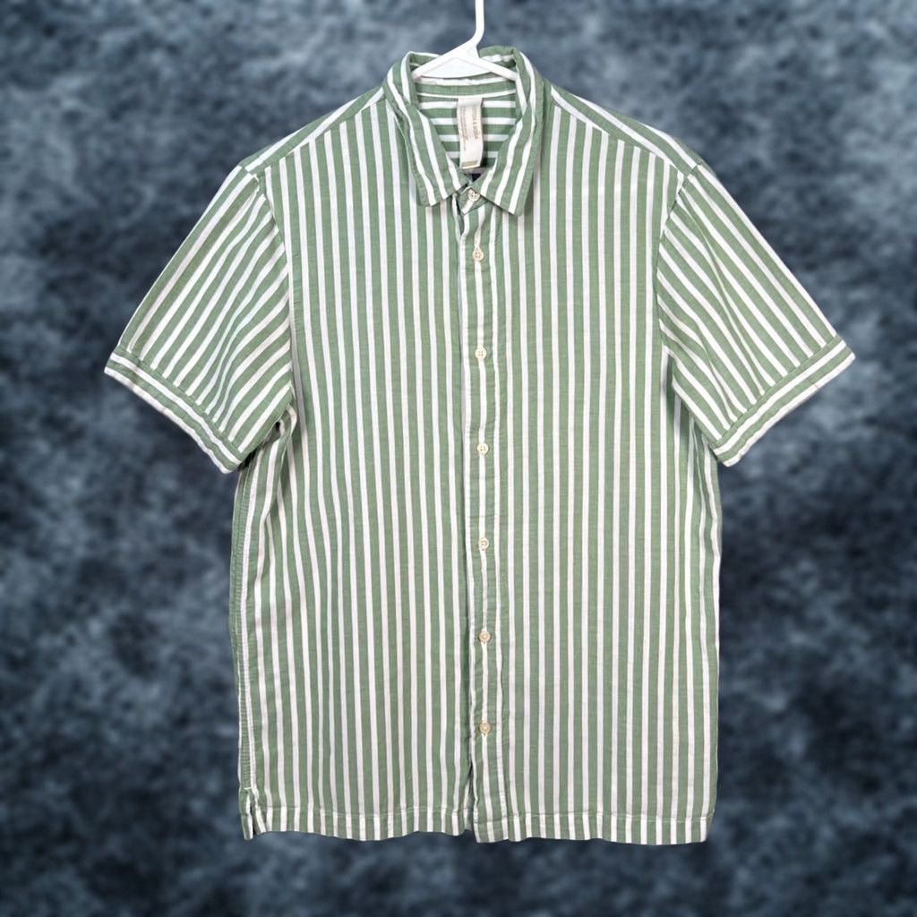 Scotch & Soda Scotch & Soda Shirt Mens Medium Green & White Striped Short Sleeve Button-Up Shirt Size US M / EU 48-50 / 2 - 1 Thumbnail