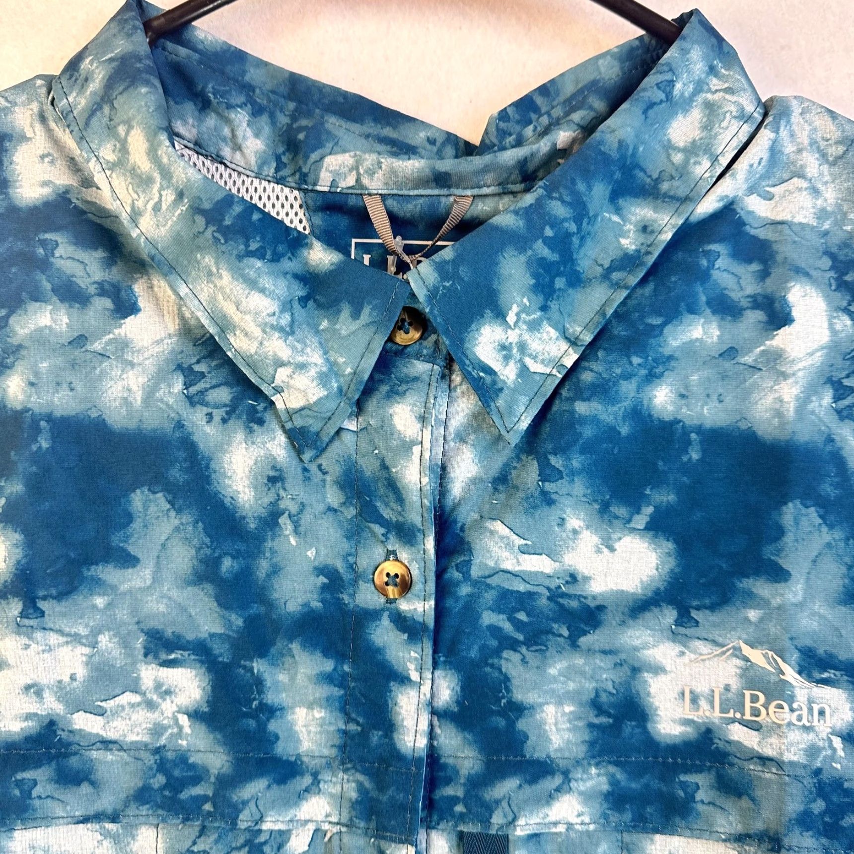 Vintage LL Bean Shirt Women 3X Plus Blue White Tropicwear Button Up Short Sleeve Fishing Size XXL / US 16-18 / IT 52-54 - 7 Thumbnail