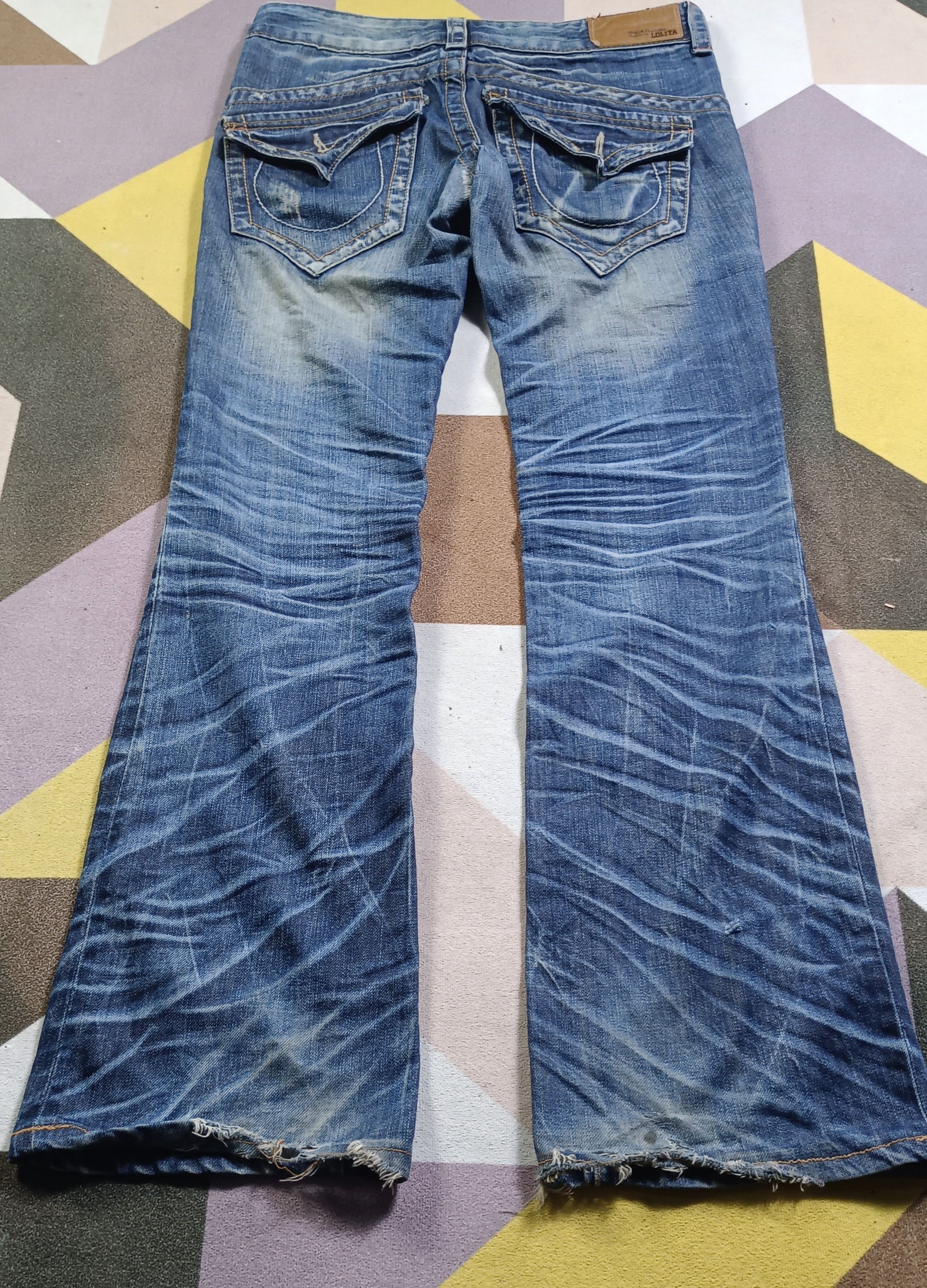 If Six Was Nine 🔥🔥LOLITA Exotic Vtg Denim Super Flare Distressed Jeans Size US 31 - 1 Thumbnail