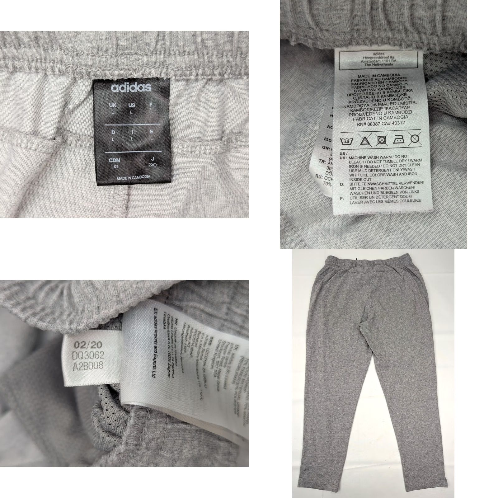 Adidas Adidas Sweat Pants Men L (30x29) Gray Athletic Tapered Lightweight Elastic Waist Size US 33 - 8 Thumbnail