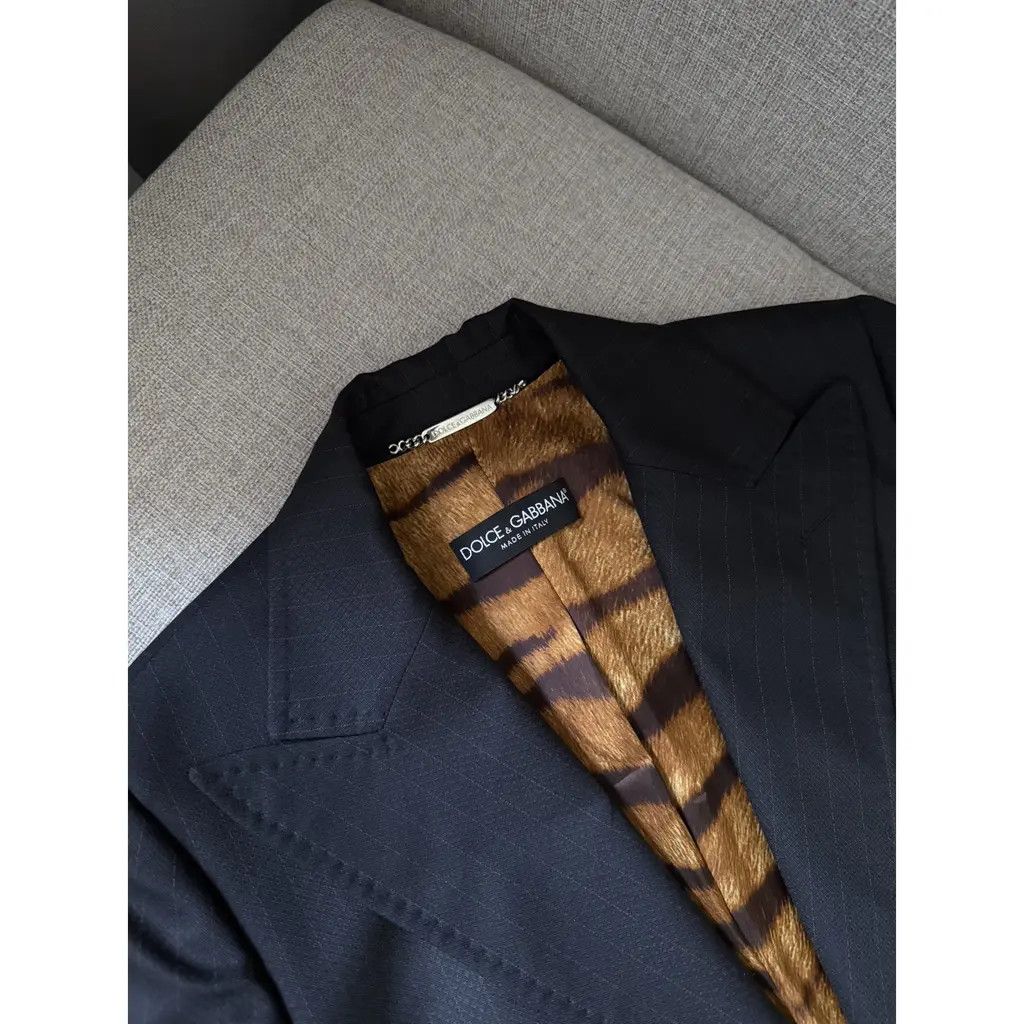Dolce & Gabbana Dolce & Gabbana Vintage Navy Pinstripe Wool Blazer IT 44 Size M / US 6-8 / IT 42-44 - 4 Thumbnail