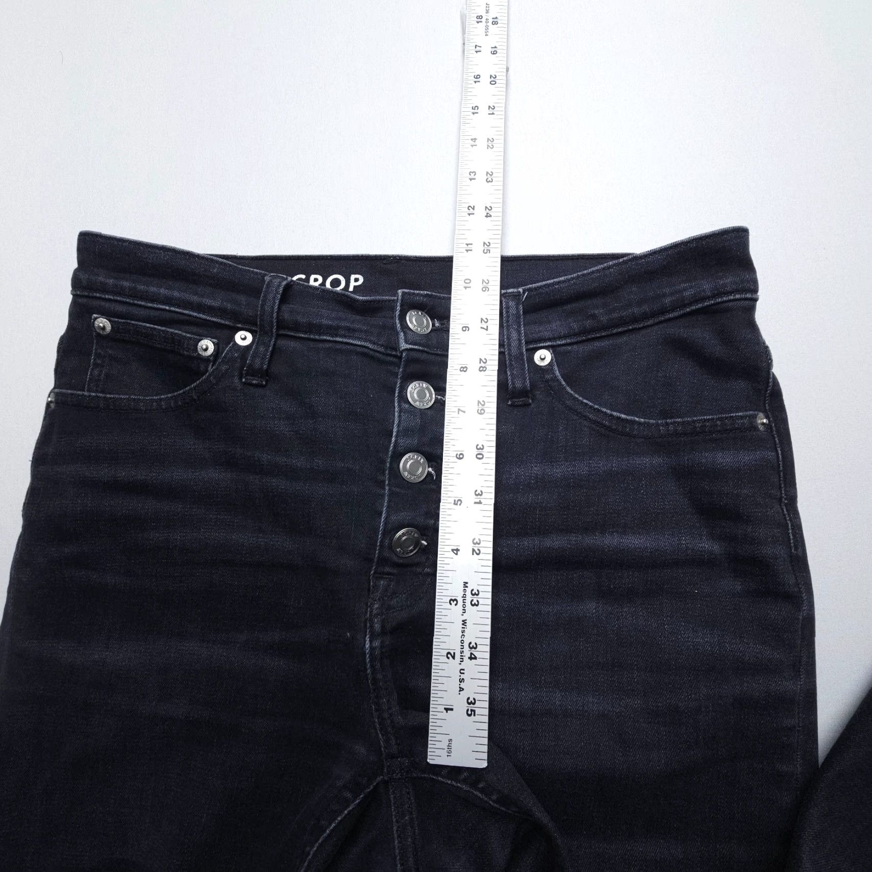 J.Crew VINTAGE J. Crew Jeans Womens 29 Crop Boot Demi Black Denim Cropped Stretch 5-Pocket Regular Mid Rise Button Fly 29 Size 29" - 6 Thumbnail