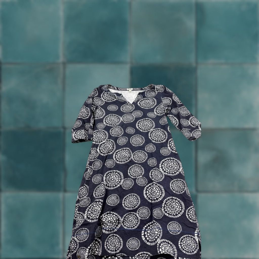Vintage Hatley Dress Womens M Short Blue A-Line 3/4 Sleeve V-Neck Geometric Print Size M / US 6-8 / IT 42-44 - 1 Thumbnail