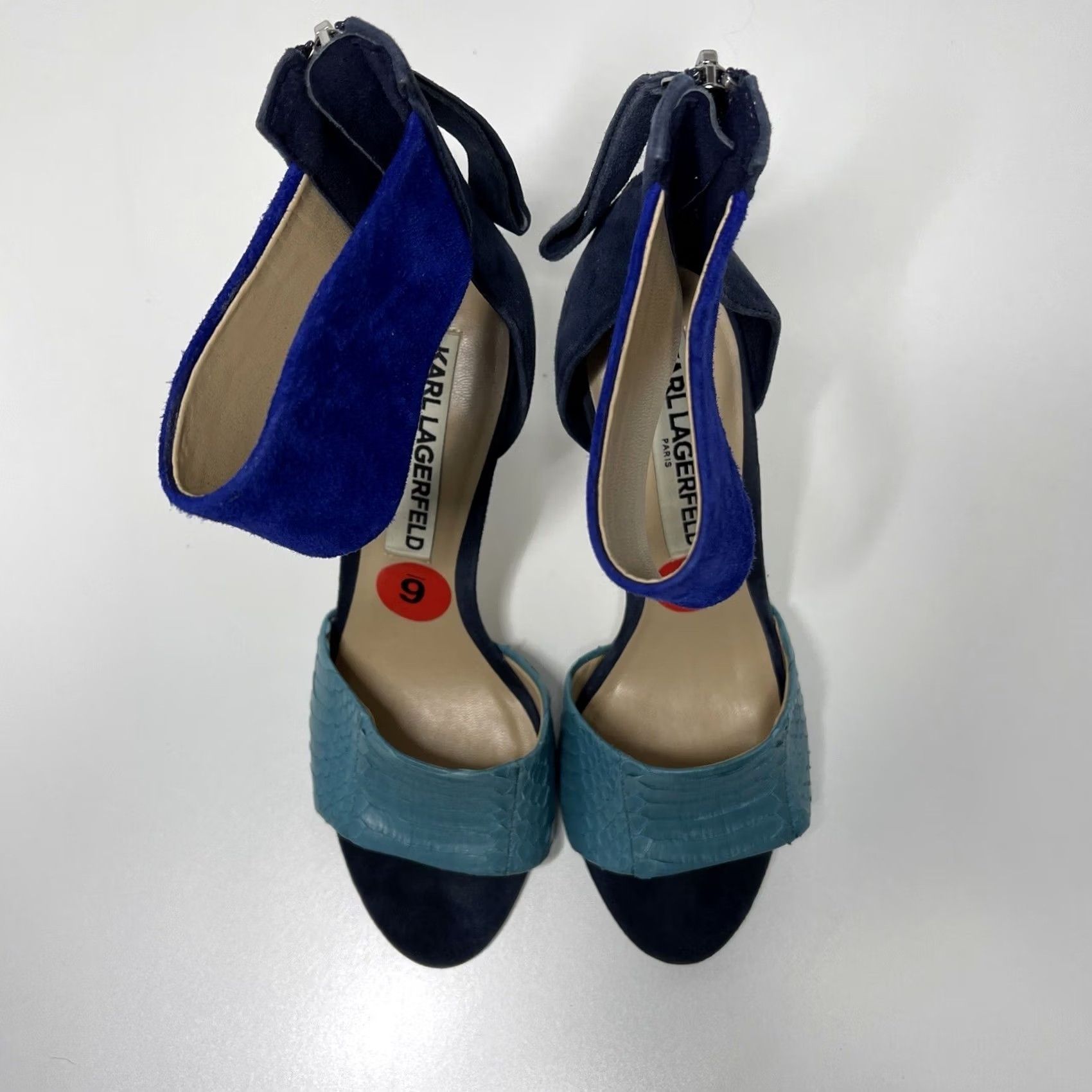 Karl Lagerfeld Karl Lagerfeld Women's Heel Paris Ankle Strap Leather Stiletto Open Toe Strappy Blue Size 6 MENS? Size US 6 / IT 36 - 3 Thumbnail