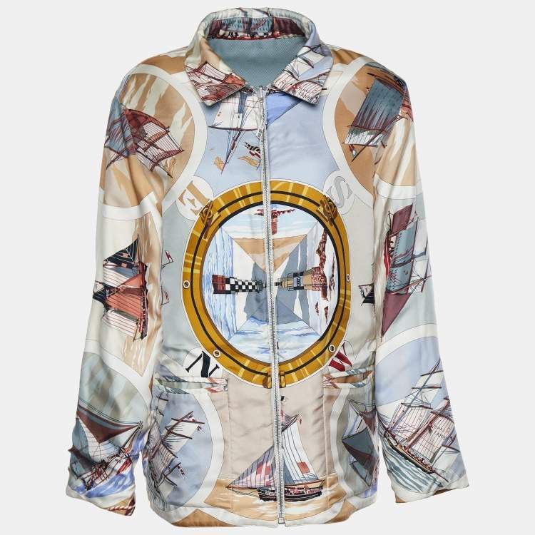 Hermes Hermes Sailboat & Lighthouse Silk & Cotton Reversible Jacket Size US XS / EU 42 / 0 - 5 Thumbnail