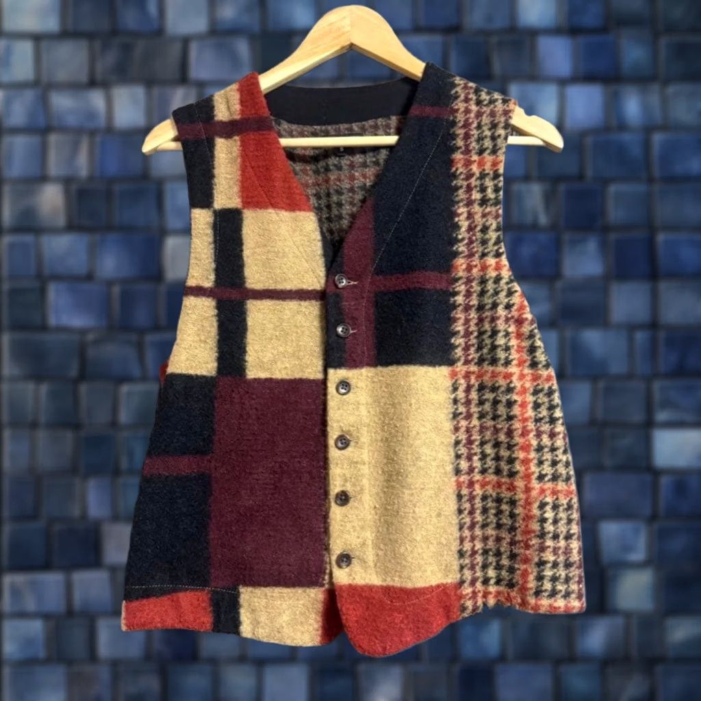 Engineered Garments ENGINEERED GARMENTS KNIT VEST Size S Tan/Black MULTI CHECK Men's Pre-owned Size US S / EU 44-46 / 1 - 1 Thumbnail