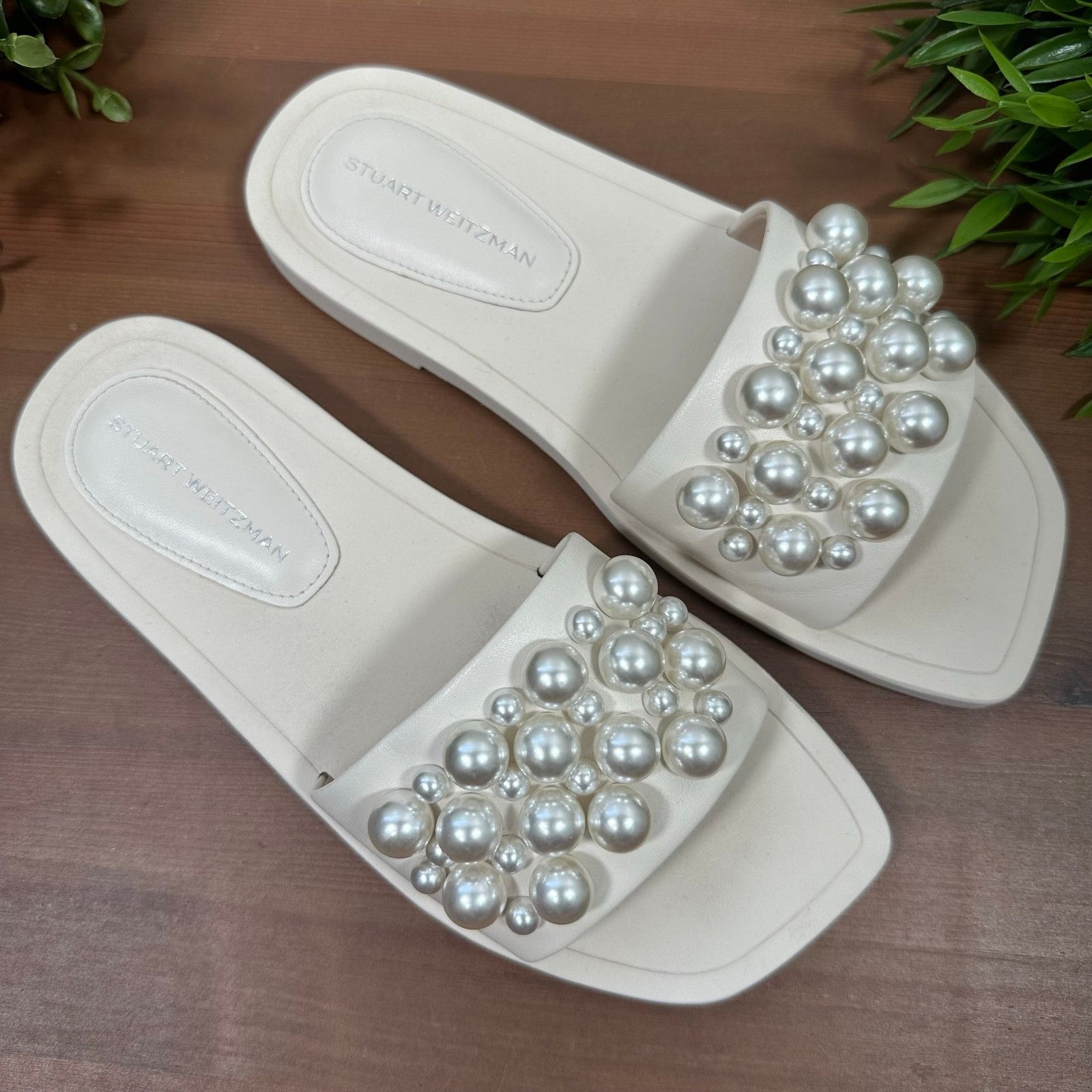 Stuart Weitzman Stuart Weitzman Pearl Embellishment Slide Sandals Size 4 Size US 4 / IT 34 - 1 Thumbnail