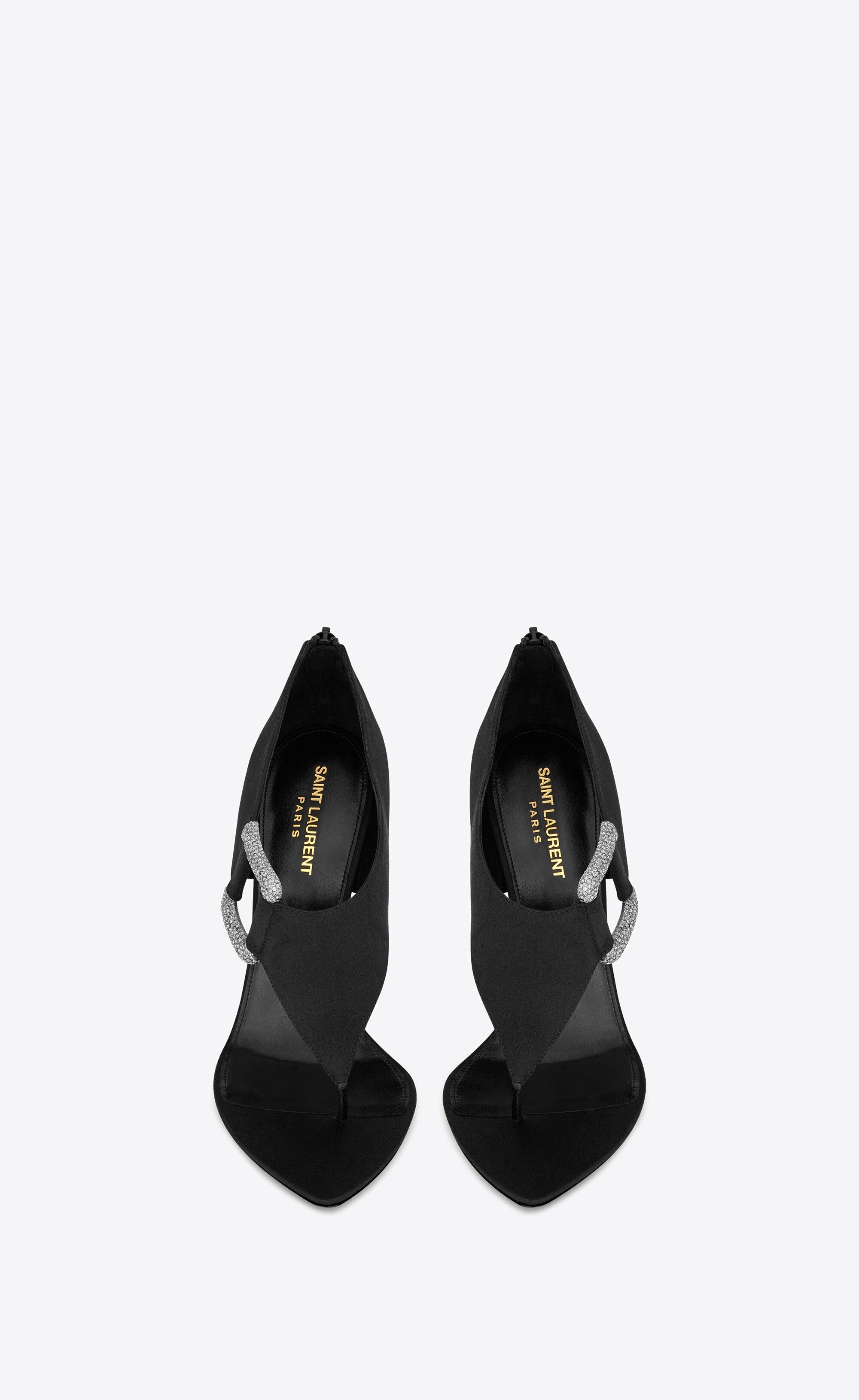Saint Laurent Paris o1s1wg111024 Sean Sandals Crepe Satin Rhinestones in Black Size US 6 / IT 36 - 2 Thumbnail