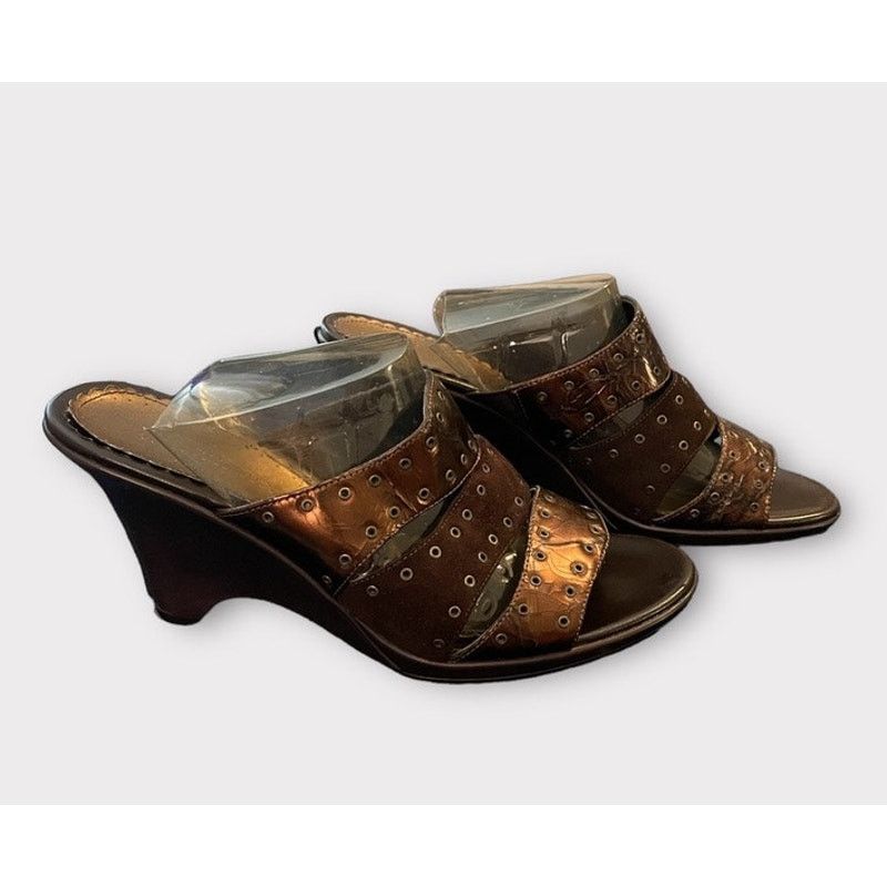 Unknown London Naturalizer Bronze Velvet Brown Sandals Shoes Heels Sz 6.5 Size US 6.5 / IT 36.5 - 3 Thumbnail