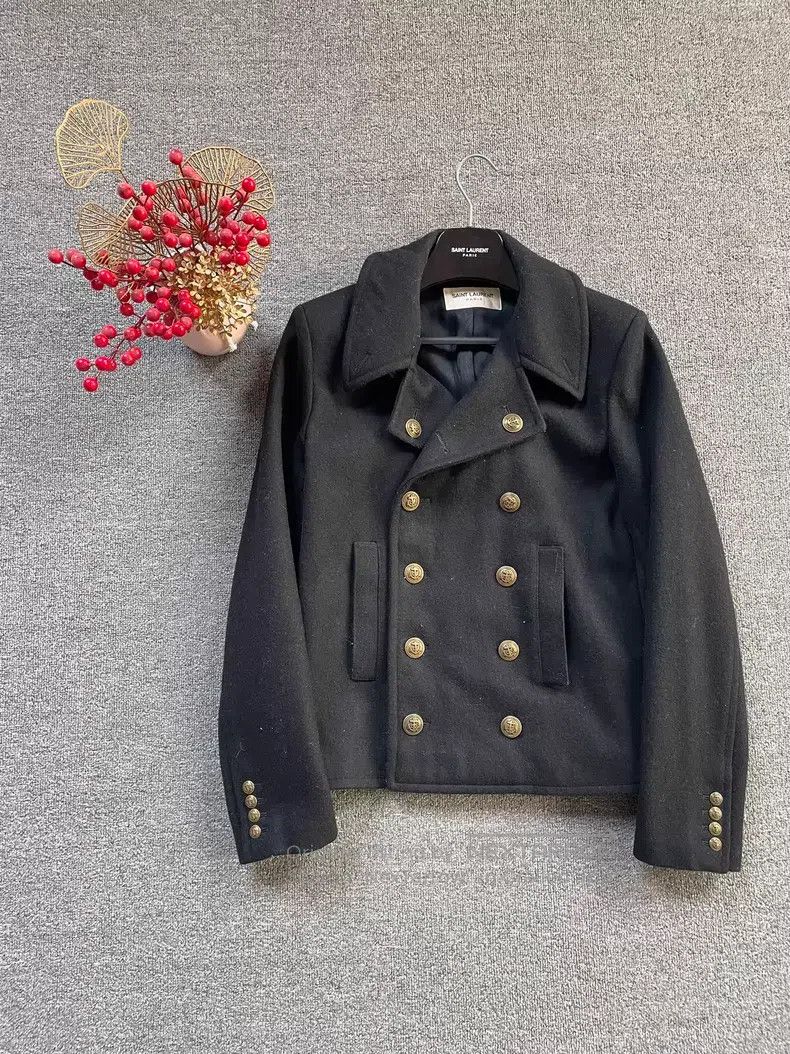 Saint Laurent Paris Saint Laurent Paris Navy Double-breasted Jacket with Gold Size US M / EU 48-50 / 2 - 1 Thumbnail