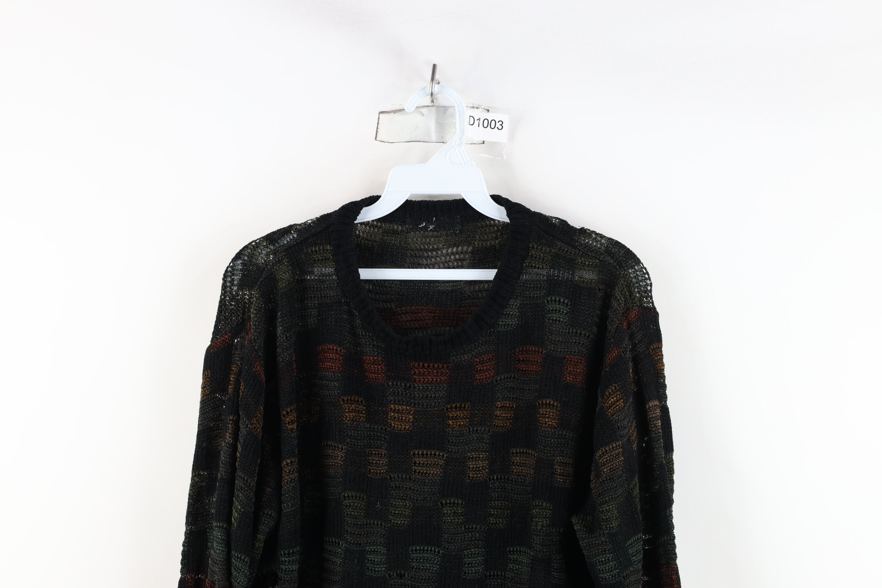 Vintage Vintage 90s Streetwear Rainbow Checkered Knit Sweater Size US M / EU 48-50 / 2 - 2 Thumbnail