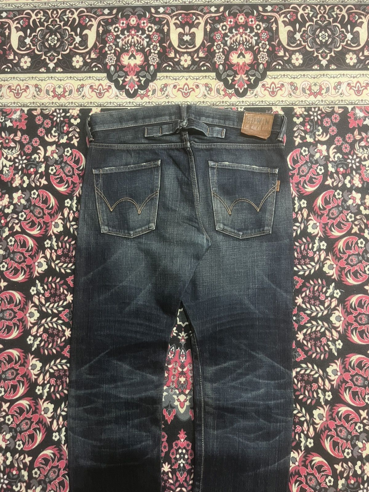 Edwin Edwin 505XX Dark Blue Whisker Buckle Back Selvedge Jeans Size US 33 - 7 Thumbnail