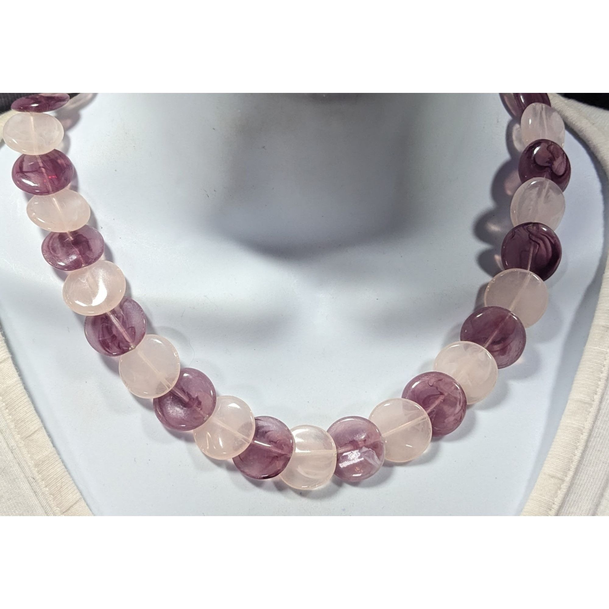 Other White And Purple Marbled Plastic Disc Beaded Necklace Size ONE SIZE - 6 Thumbnail