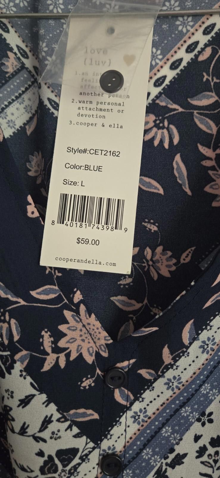 Other Copper & Ella Womens Large L Blouse Top Shirt Blue Floral Ne Size L / US 10 / IT 46 - 11 Thumbnail