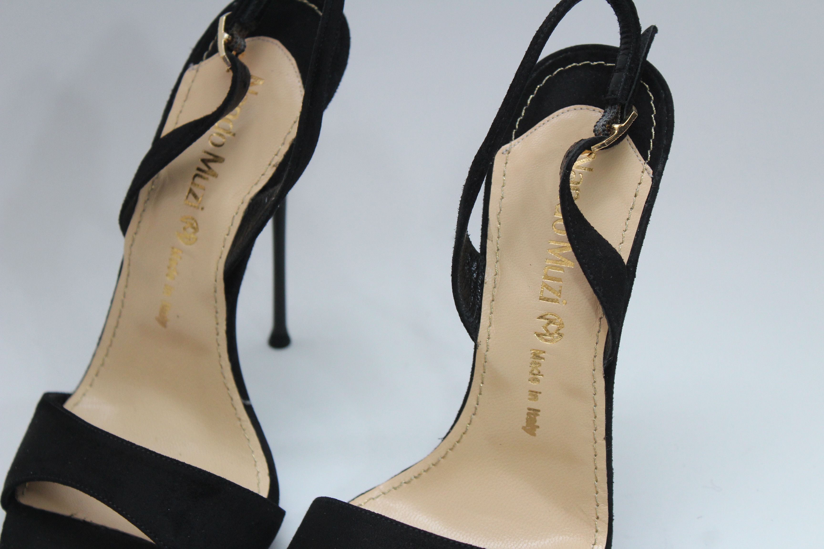 Other Nando Muzi Suede High Heel Sandals Black 37 Size US 7 / IT 37 - 7 Thumbnail
