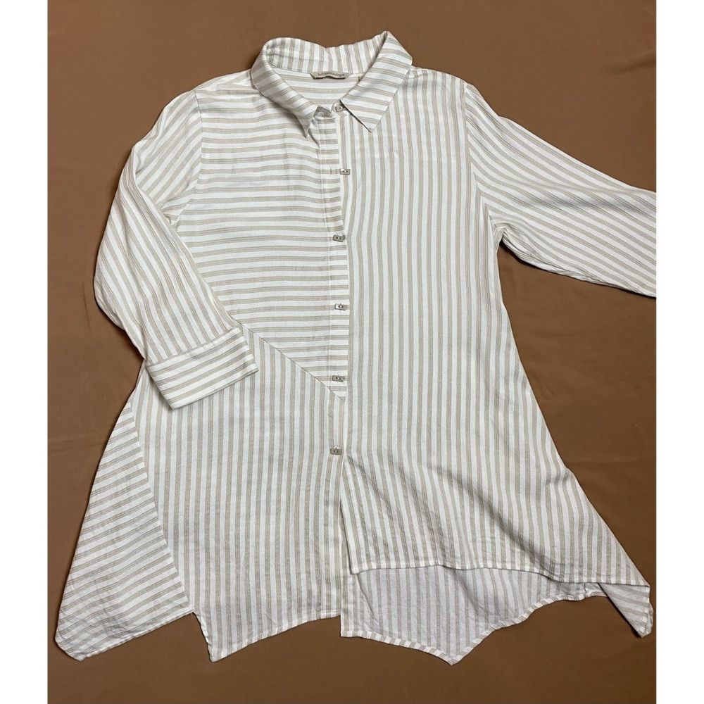 Other Soft Surroundings Standout Asymmetrical Striped Shirt Tunic Size L / US 10 / IT 46 - 6 Thumbnail