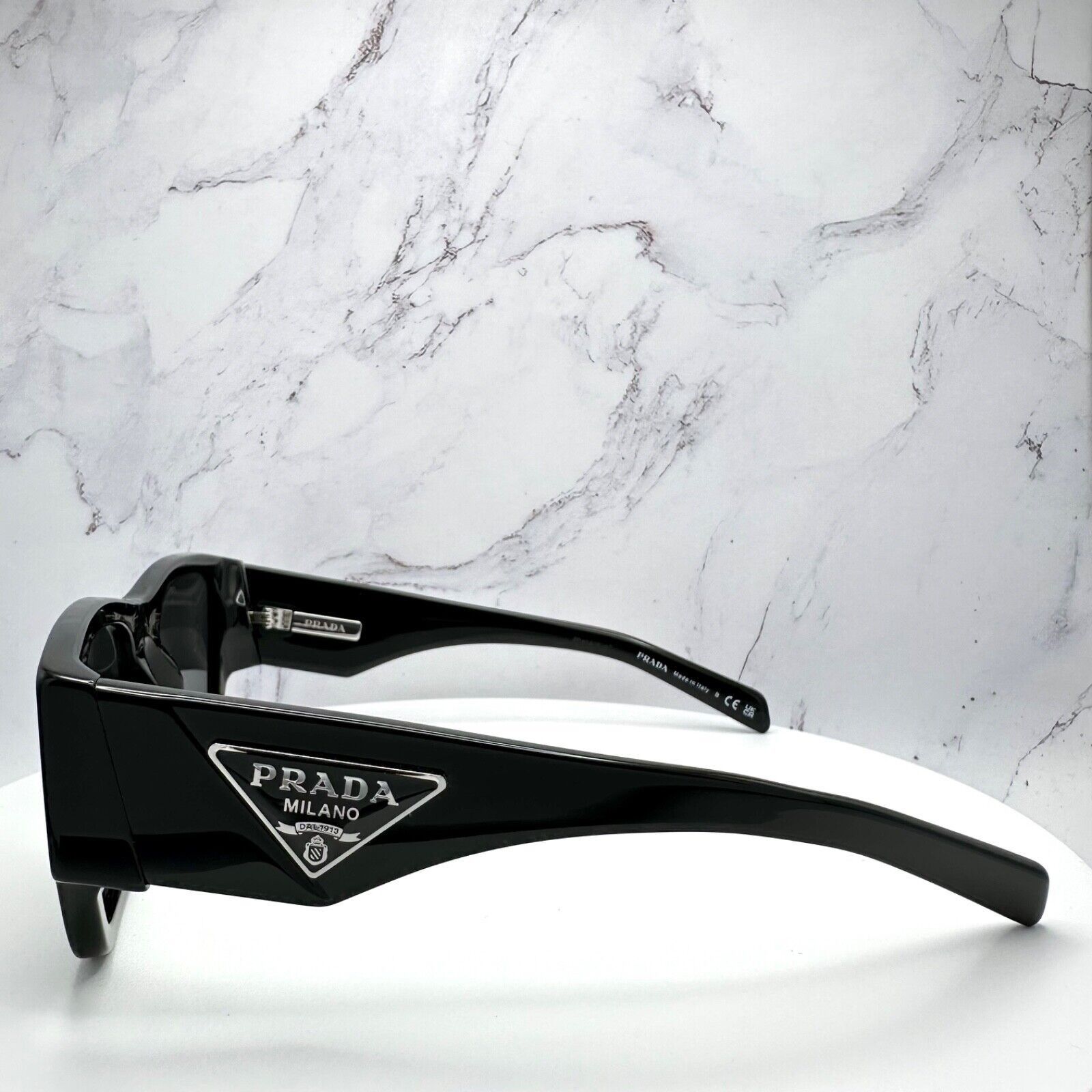 Prada New Prada Sunglasses Black Square Oversized Triangle Plaque Size ONE SIZE - 11 Thumbnail