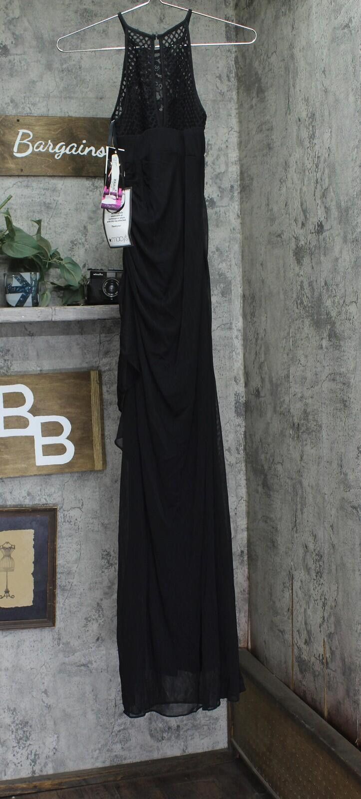 Other Blondie Nites Crochet Knit Ruched Gown Dress 56318 Black 3 Size M / US 6-8 / IT 42-44 - 2 Thumbnail