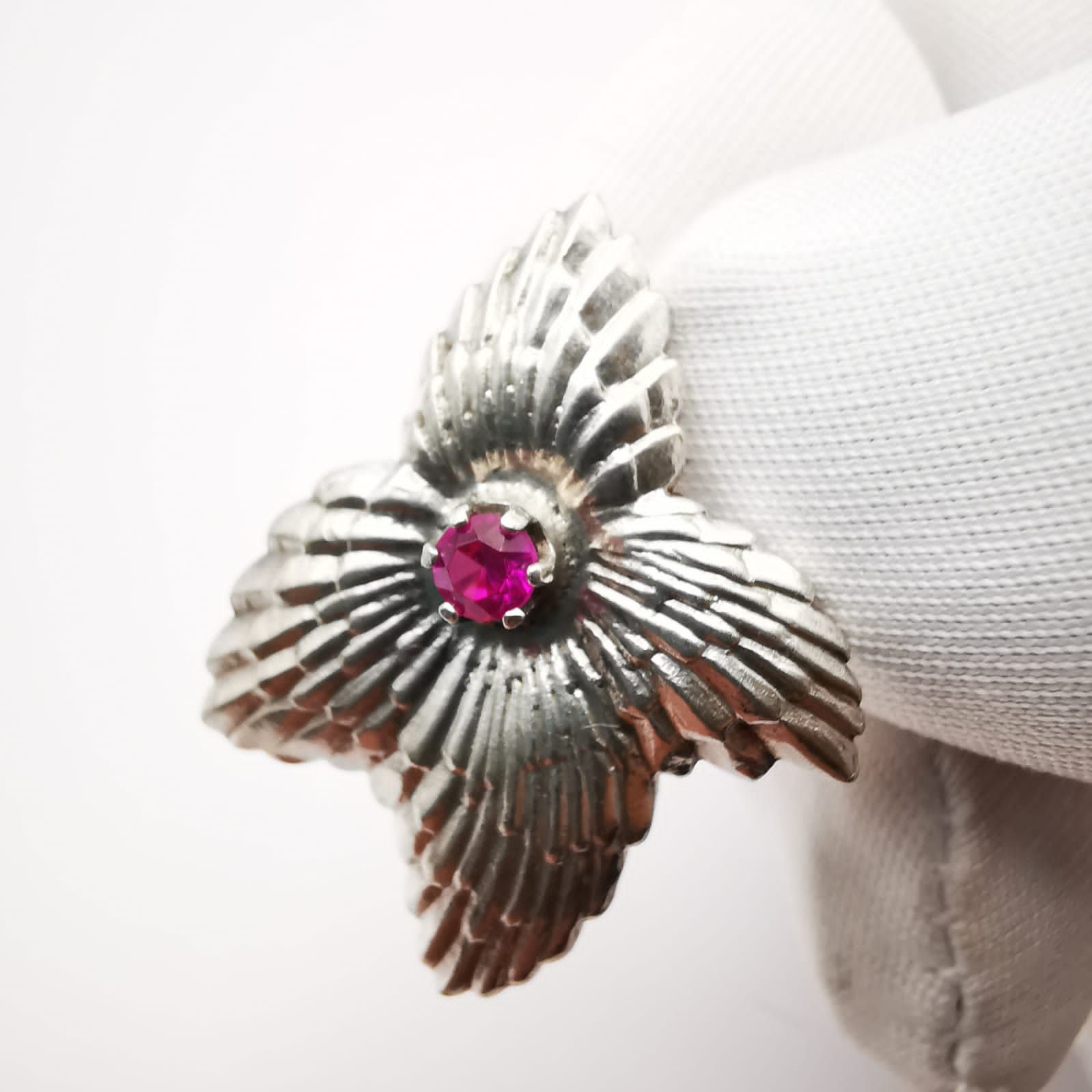 Sterling Silver × Vintage Vintage, Jewelry Earrings 925 Sterling Silver, Ruby Size ONE SIZE - 3 Thumbnail