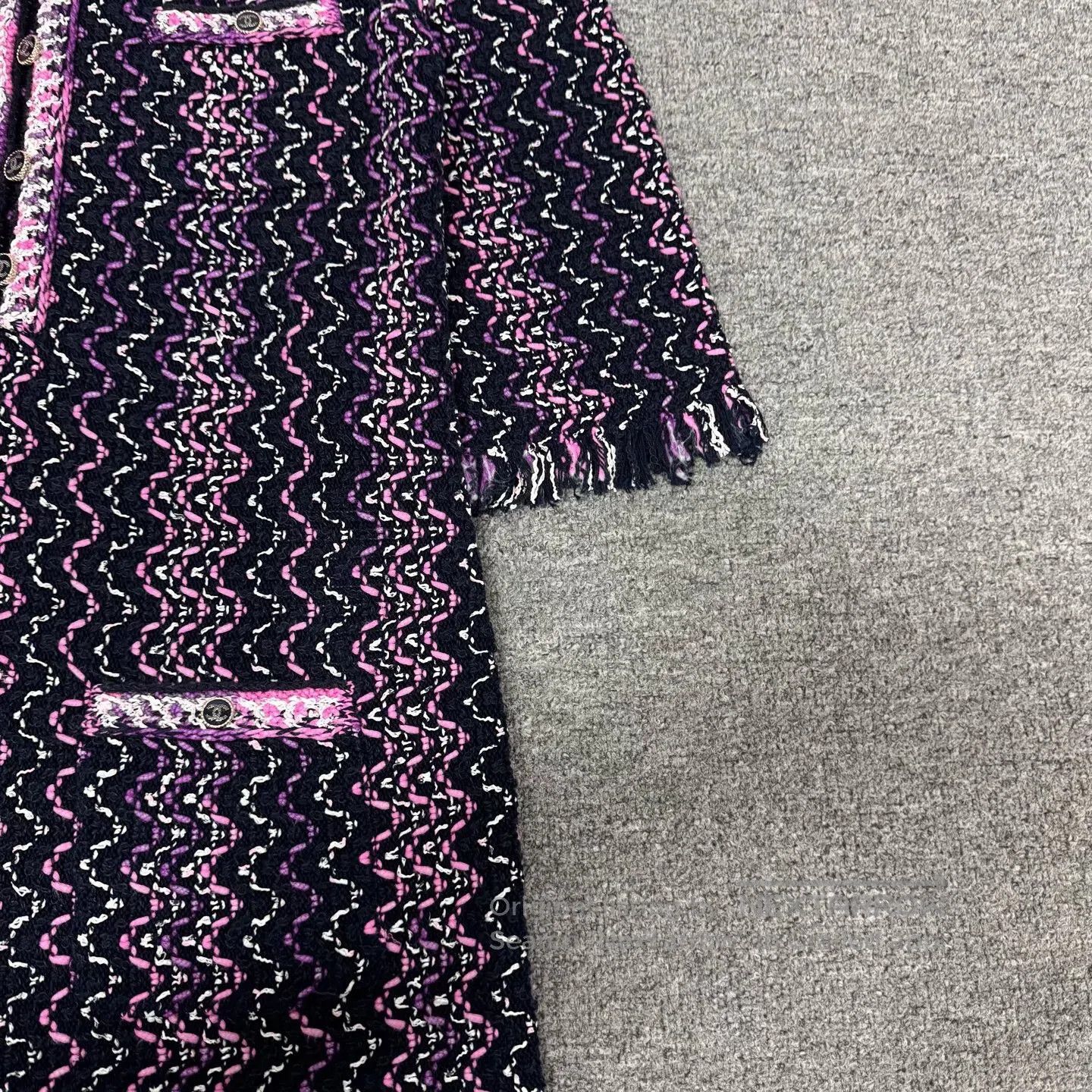 Chanel Chanel Wavy pattern woolen fabric Medium-length straight-c Size S / US 4 / IT 40 - 4 Thumbnail
