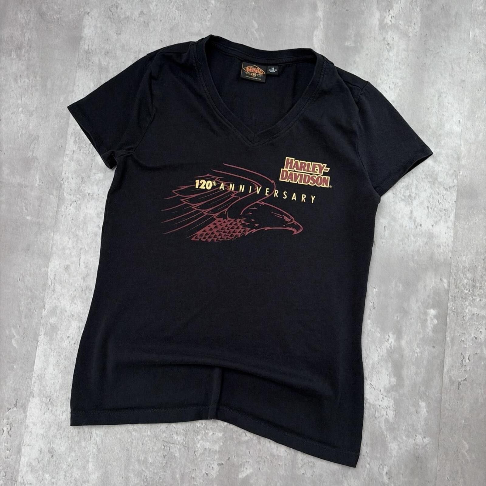 Harley Davidson Y2K Black Harley Davidson 120th Anniversary Biker T-Shirt Size XS / US 0-2 / IT 36-38 - 2 Thumbnail