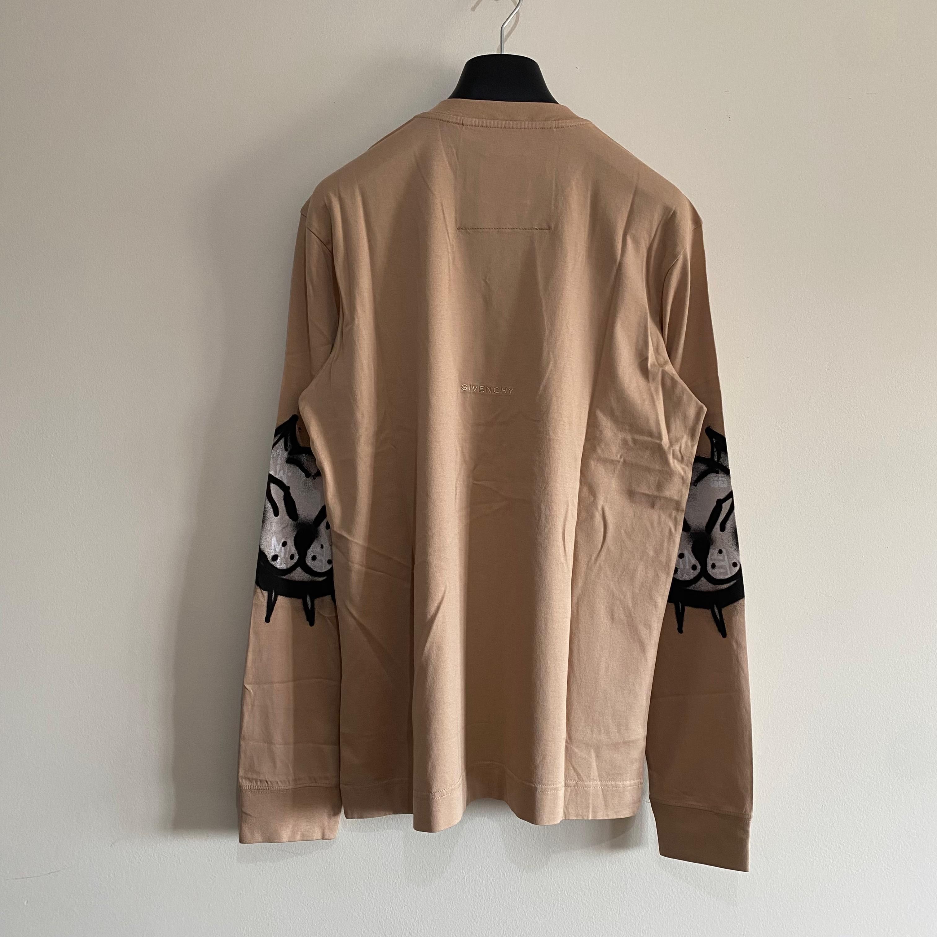 Givenchy x Chito Beige Grafitti Dog 4G Logo Long Sleeve T-Shirt Size US M / EU 48-50 / 2 - 7 Thumbnail