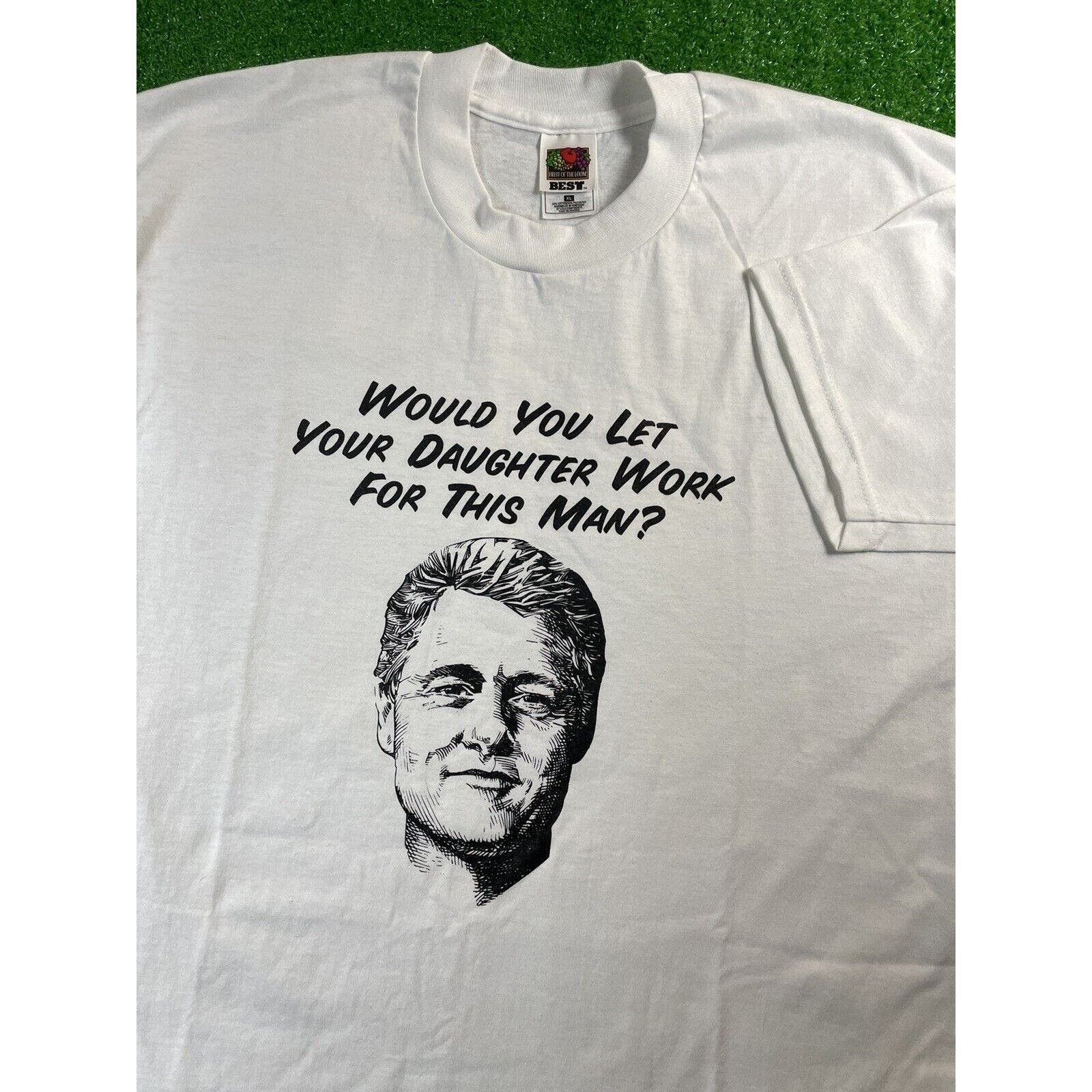 image of Vintage 90's Bill Clinton President Sex Parody XL Shirt Usa in White, Men's