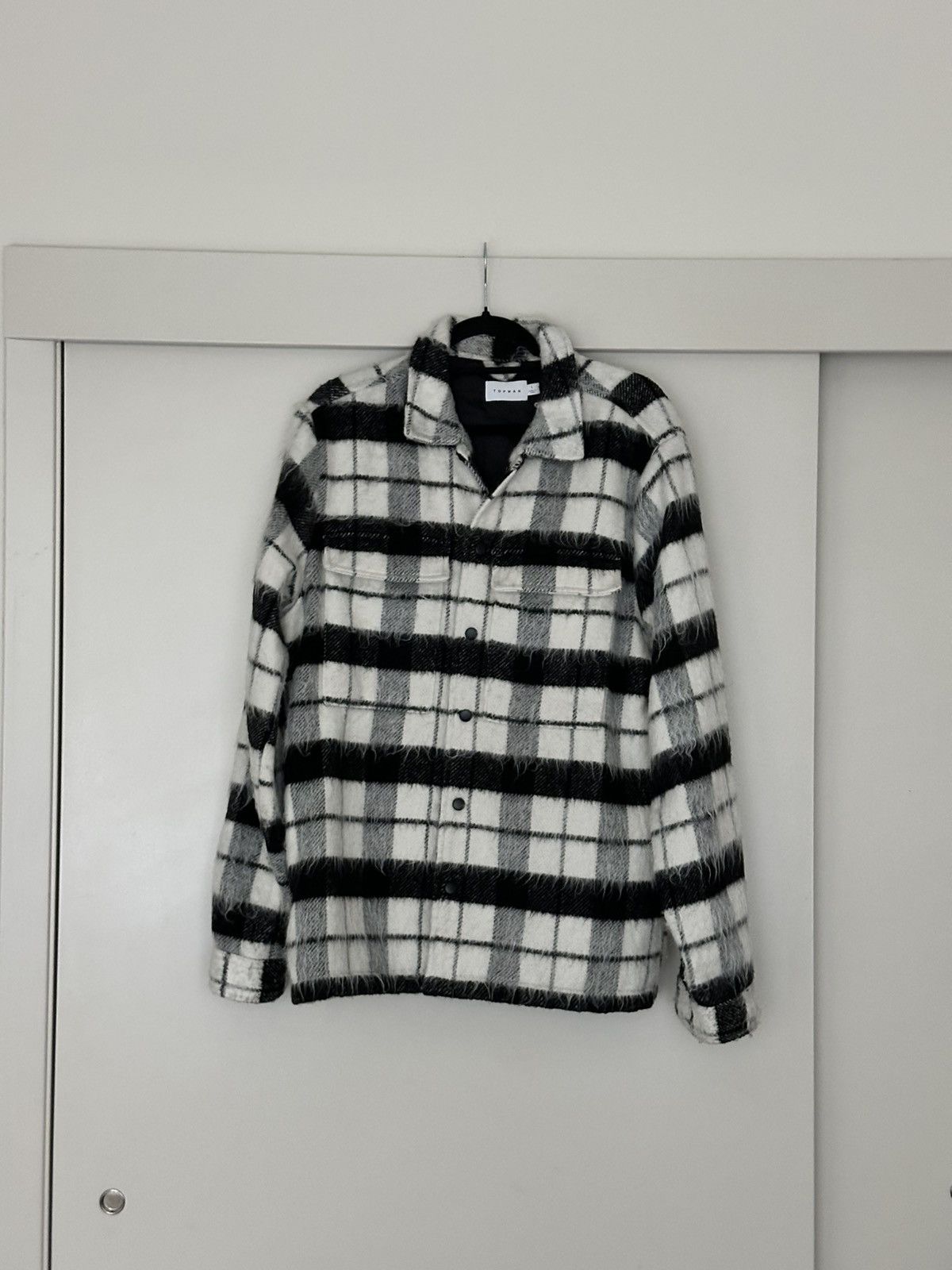 Topman Topman Mohair Plaid Overshirt Jacket [L] Size US L / EU 52-54 / 3 - 1 Thumbnail