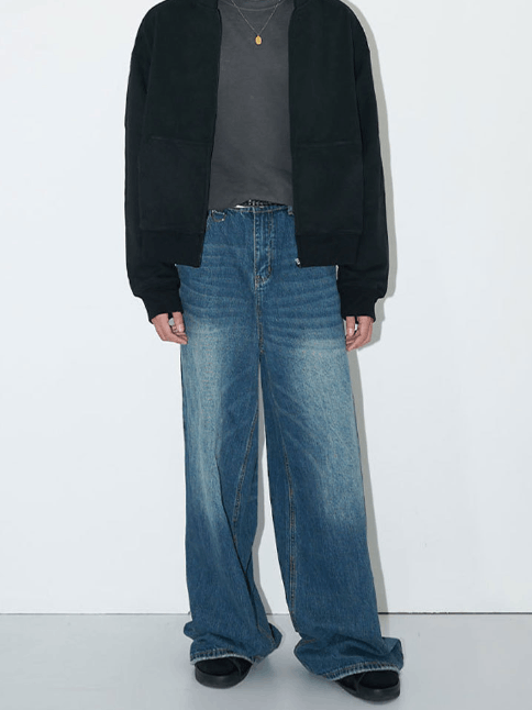 Japanese Brand × Jean Vintage loose versatile washed distressed baggy jeans Size US 32 / EU 48 - 4 Thumbnail