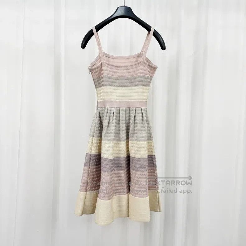 Dior Striped colour-blocked dress