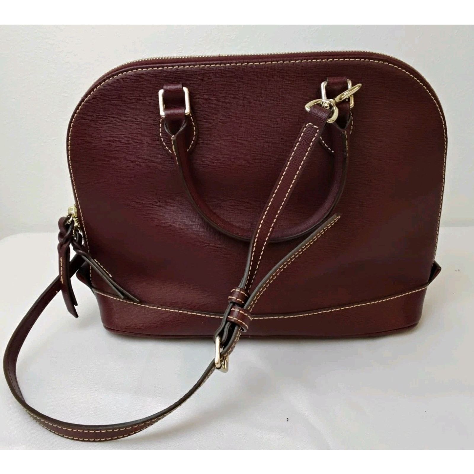 Dooney & Bourke Dooney & Bourke Satchel Handbag Deep Red Brushed Leather Size ONE SIZE - 4 Thumbnail