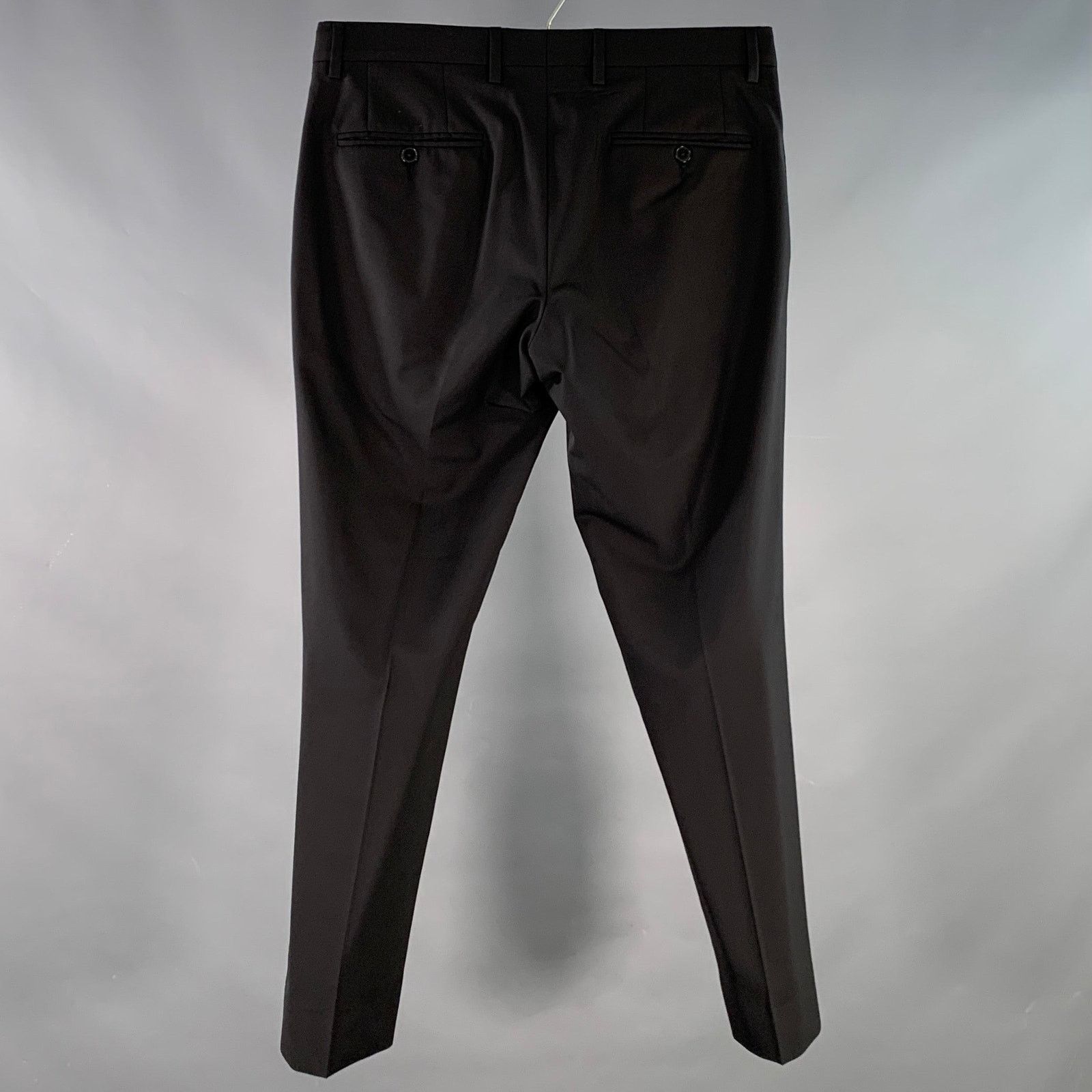 Dolce & Gabbana DOLCE & GABBANA Size 30 Black Wool Blend Zip Fly Dress Pants Size US 30 / EU 46 - 2 Thumbnail