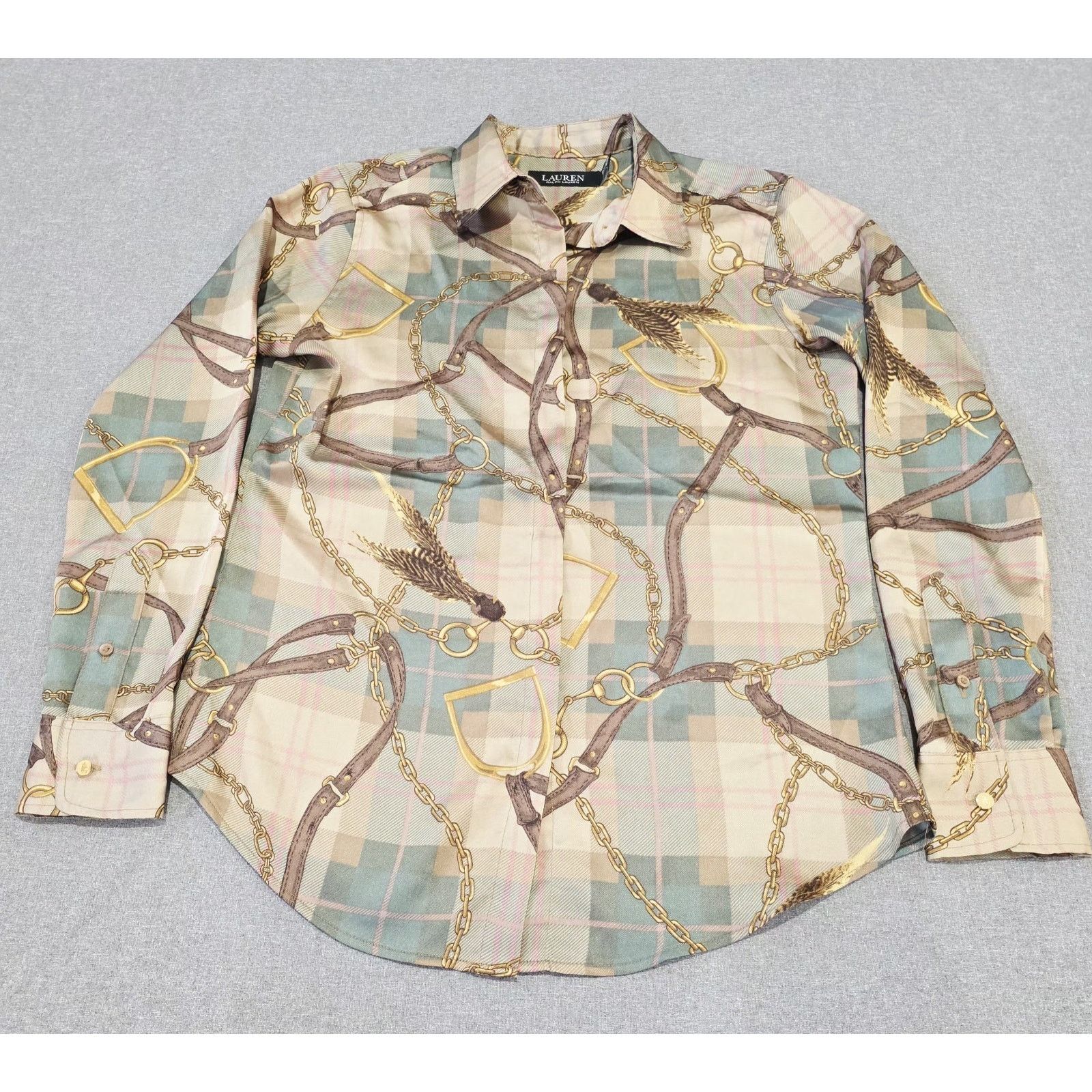Lauren Ralph Lauren LAUREN Ralph Lauren Equestrian Print Long Sleeve Button XS Size XS / US 0-2 / IT 36-38 - 1 Thumbnail