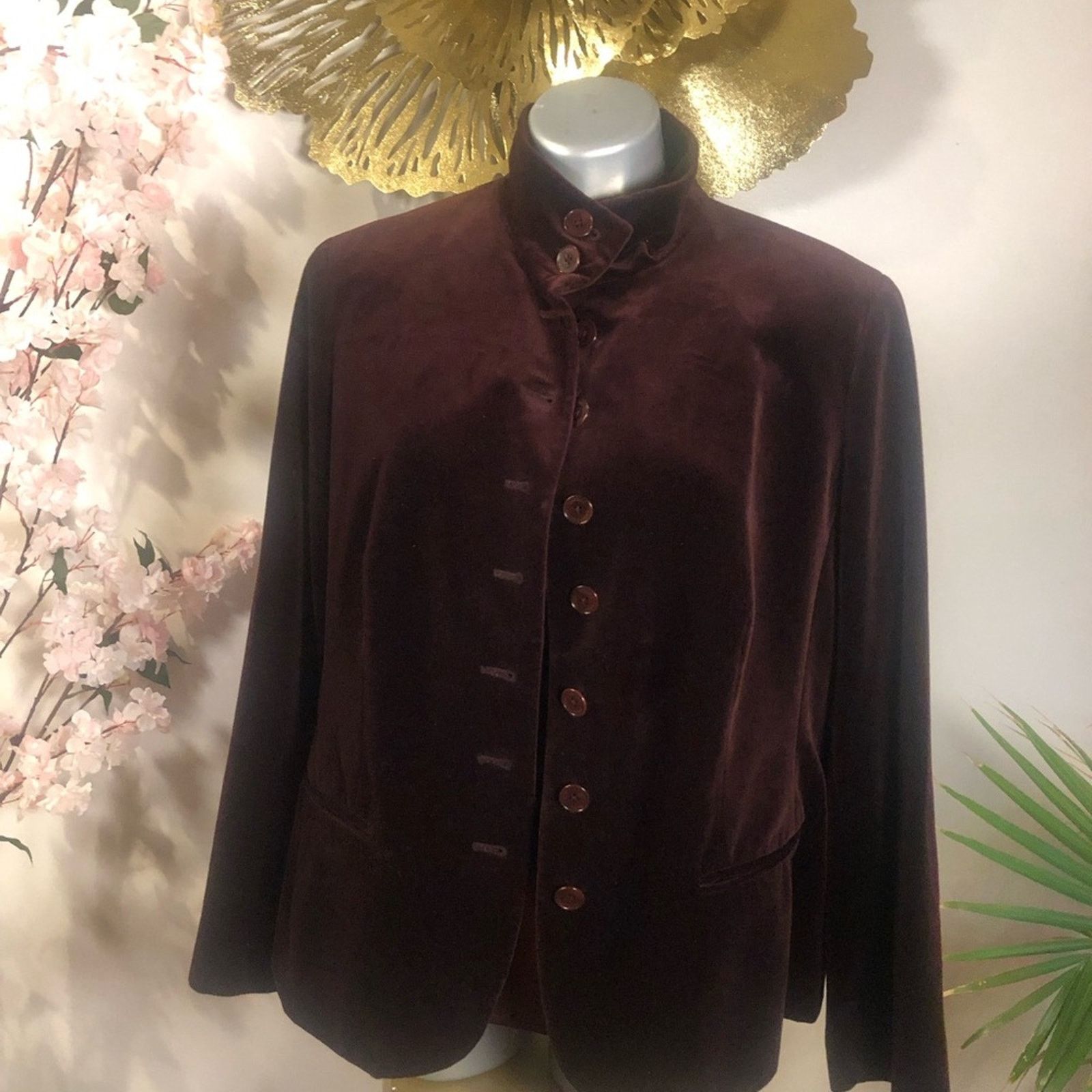 Polo Ralph Lauren Velvet blazer Jacket. Button down high neck. Size XL / US 12-14 / IT 48-50 - 7 Thumbnail