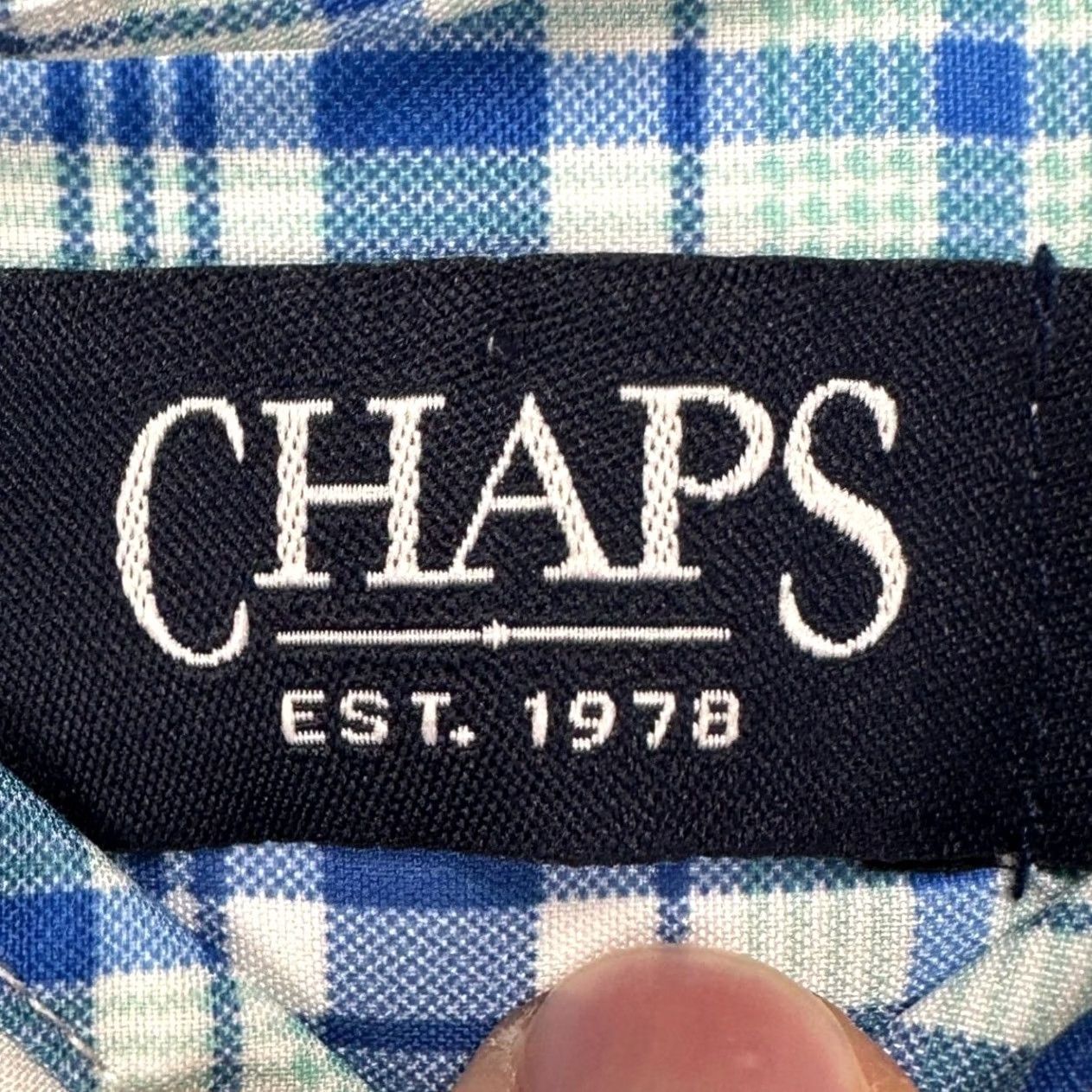 Chaps Chaps Button-Up Shirt Mens Medium Blue Green Plaid Stretch Long Sleeve Size US M / EU 48-50 / 2 - 4 Thumbnail