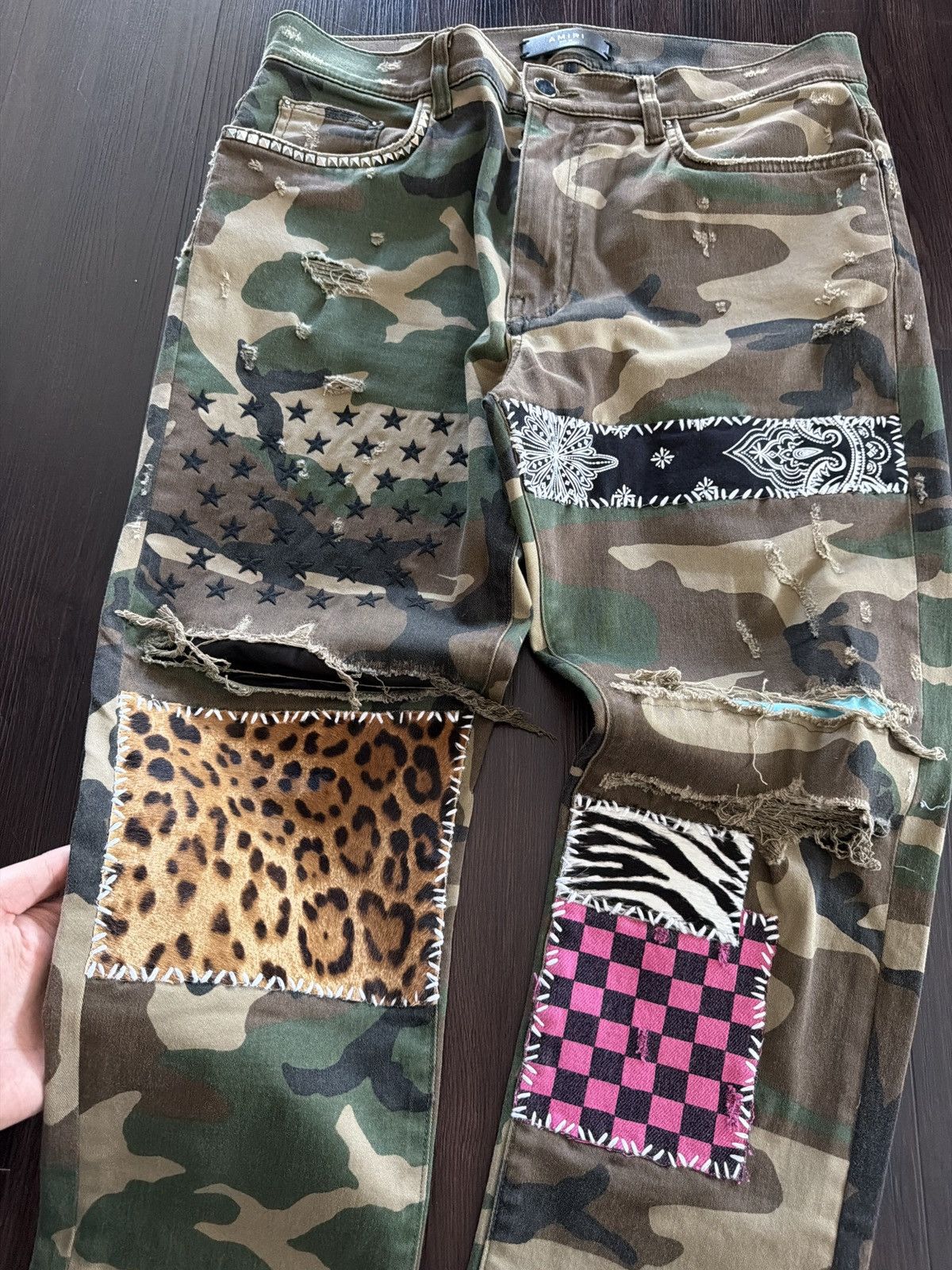 Amiri Amiri Camo Patchwork Jeans Size US 34 / EU 50 - 2 Thumbnail