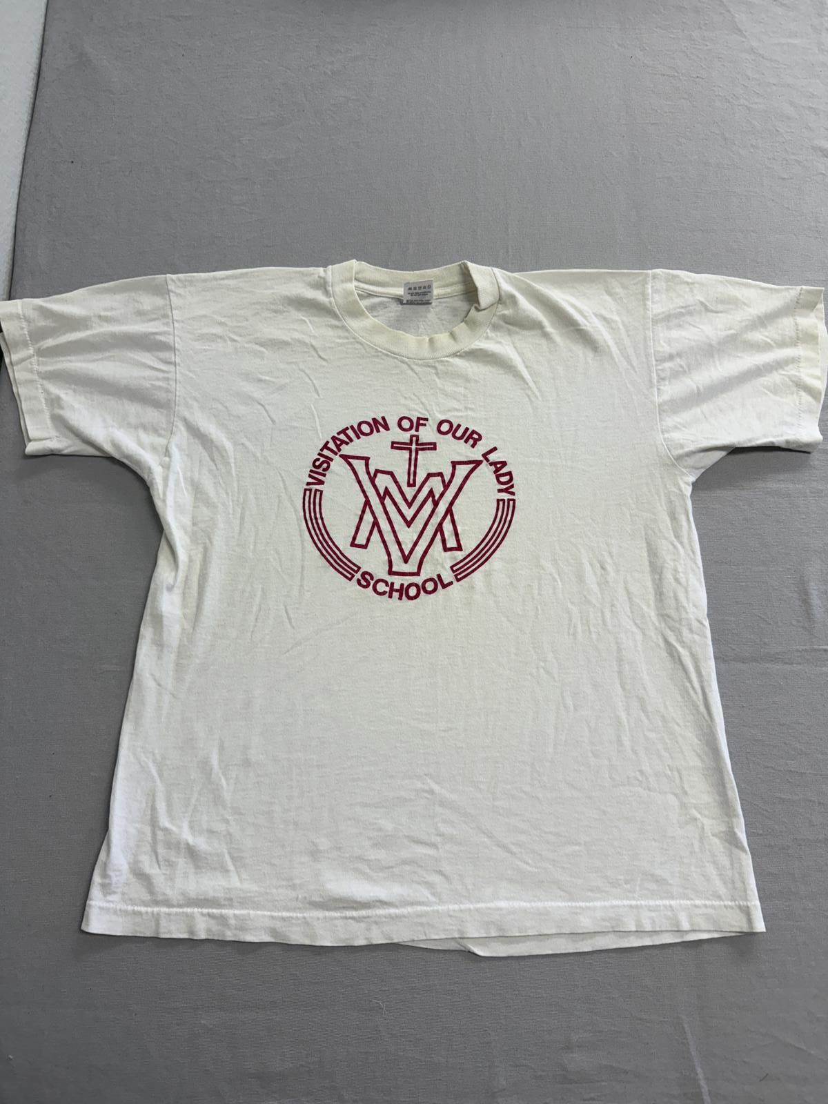 Fruit Of The Loom Vintage Visitation of Our Lady School T-shirt Christian Tee Size US L / EU 52-54 / 3 - 1 Thumbnail