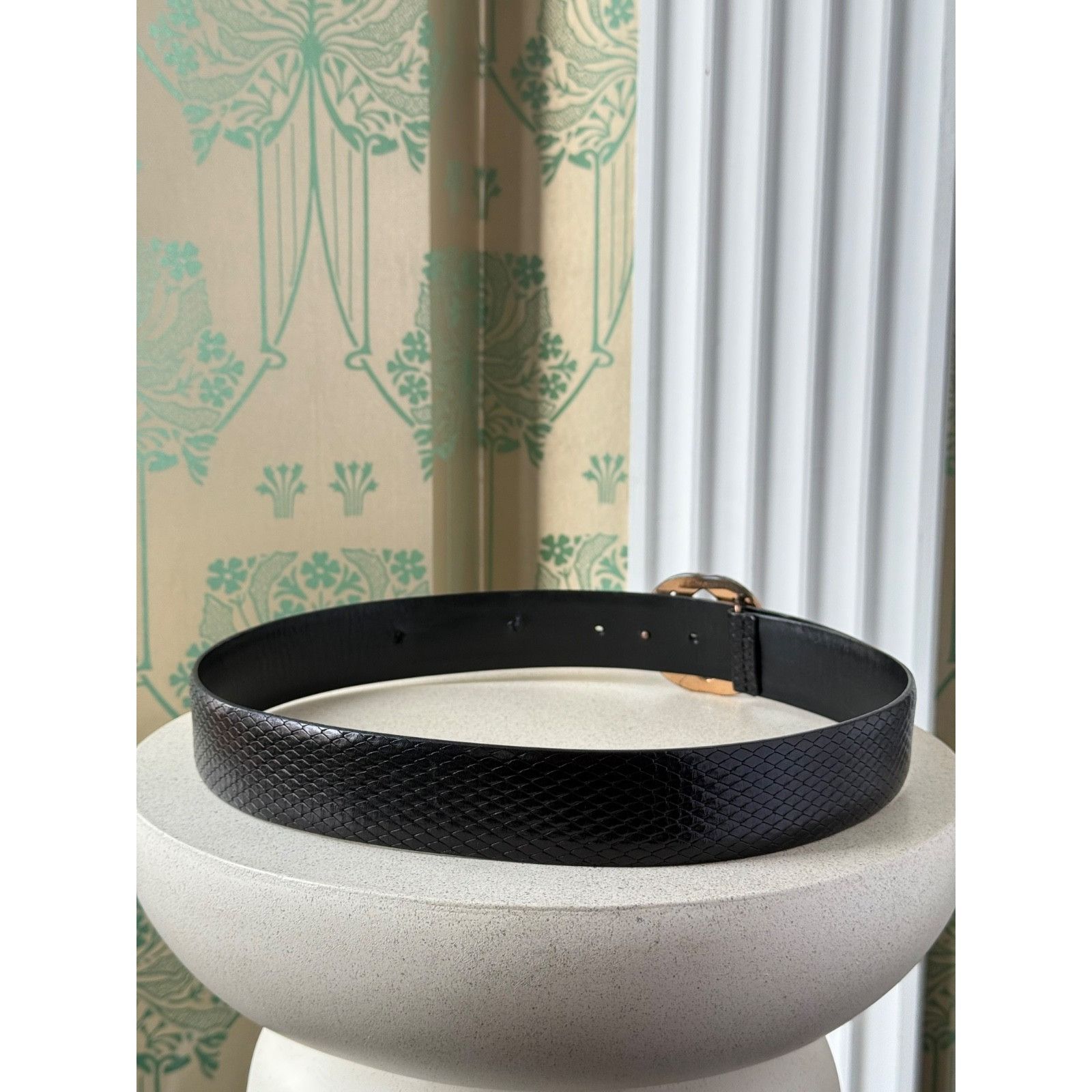 Gucci Gucci Tom Ford Era Python Embossed Black Leather Belt 80/32 Size ONE SIZE - 5 Thumbnail