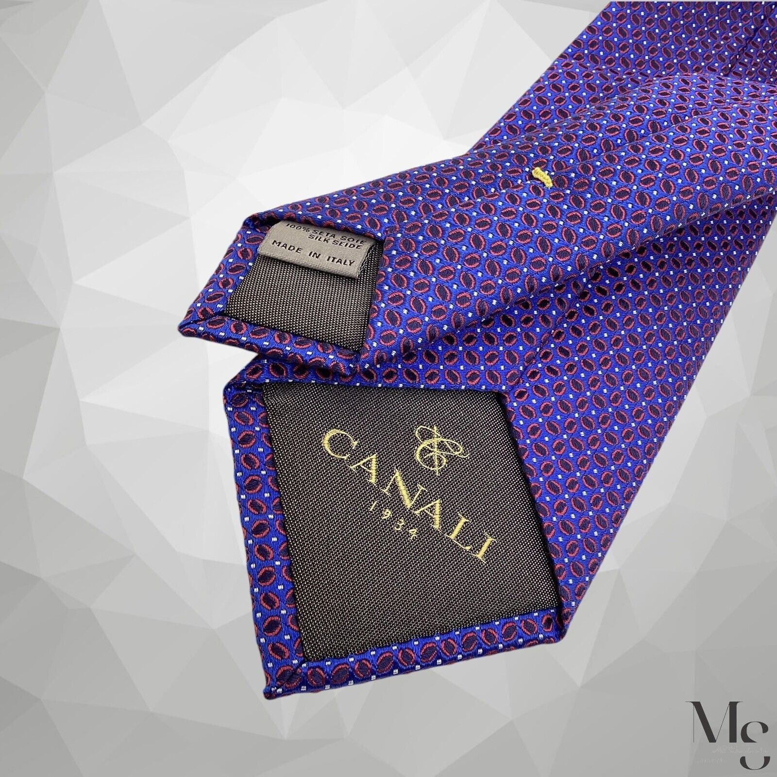 Canali CANALI 1934 Blue Geometric Silk Tie Made In Italy 59”- 3" EX Size ONE SIZE - 5 Thumbnail