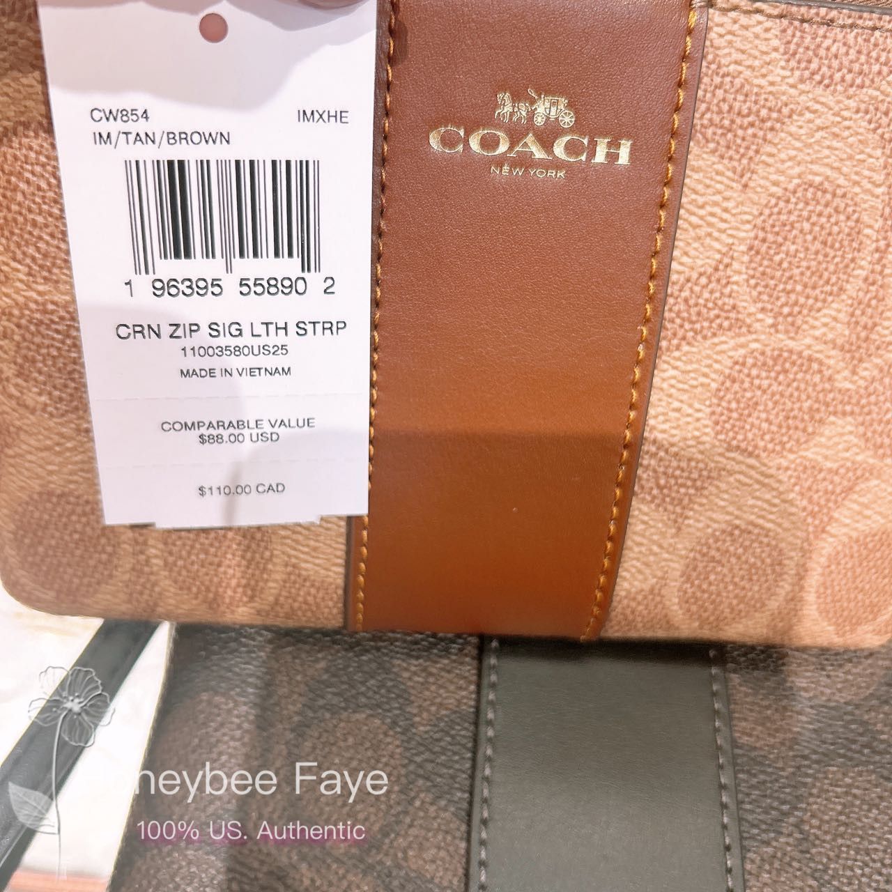 Coach Corner Zip Wristlet In Signature Canvas With Stripe CW854 Size ONE SIZE - 3 Thumbnail