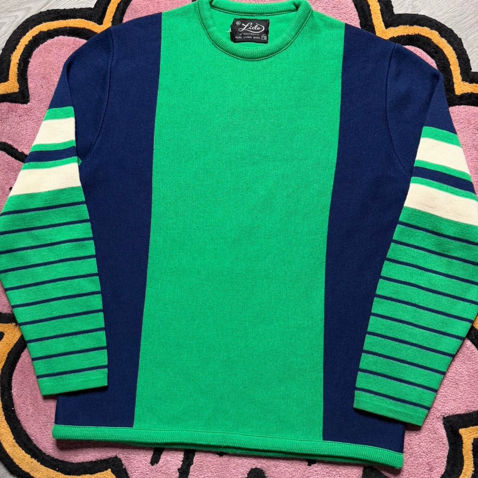Vintage Vintage Lido of California Virgin Wool Striped Sweater XL Size US XL / EU 56 / 4 - 2 Thumbnail